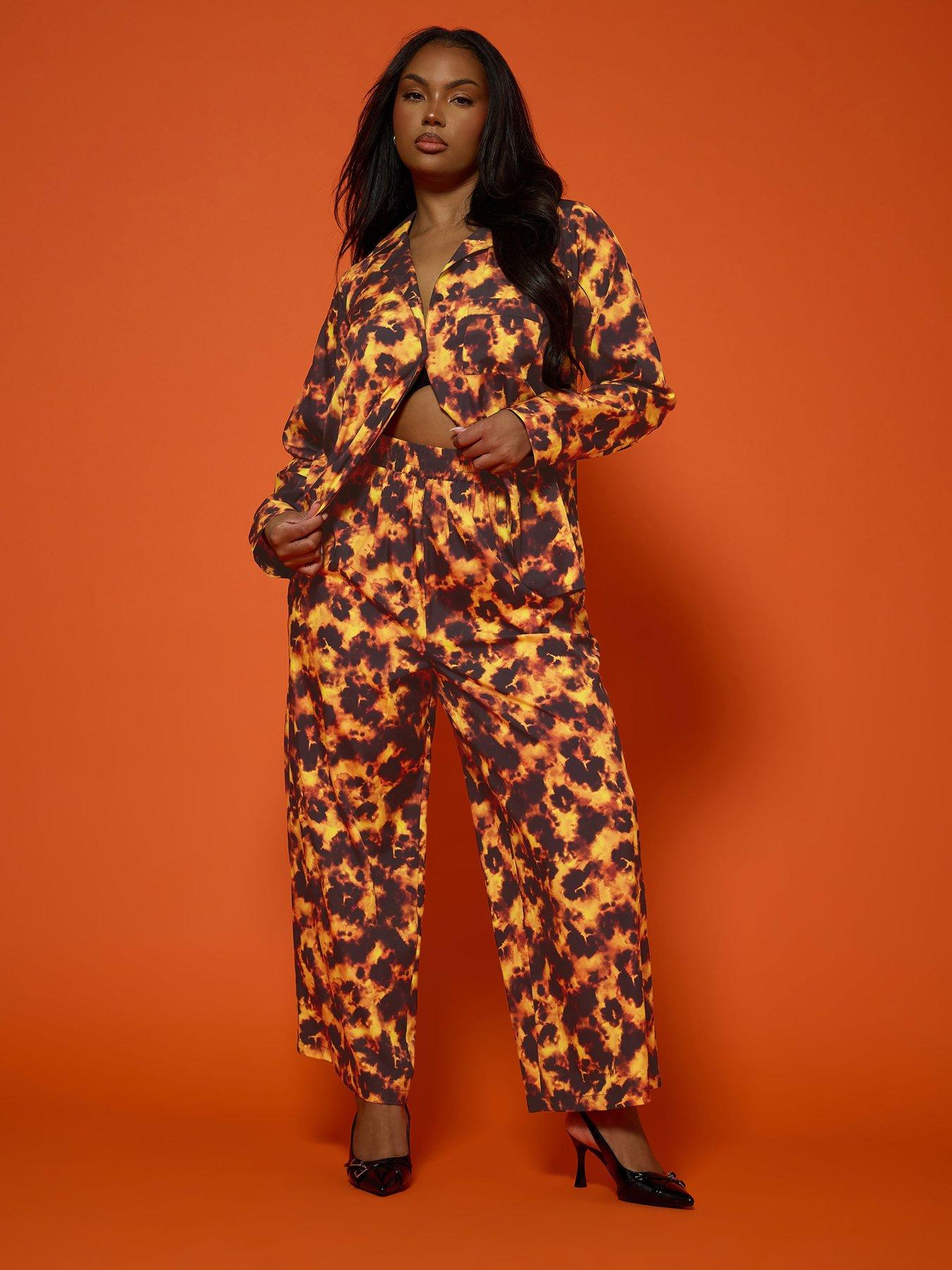 Image 3 of 4 of Yours Curve Tortoise Shell Trouser - Orange
