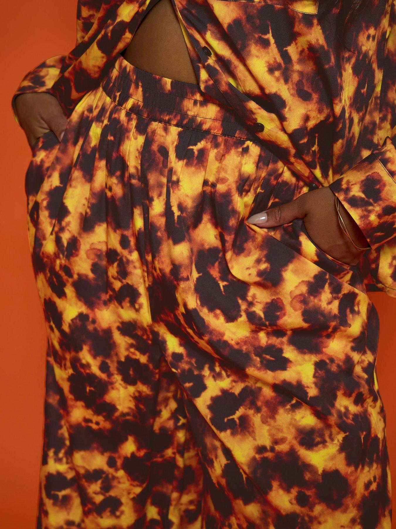 Image 4 of 4 of Yours Curve Tortoise Shell Trouser - Orange