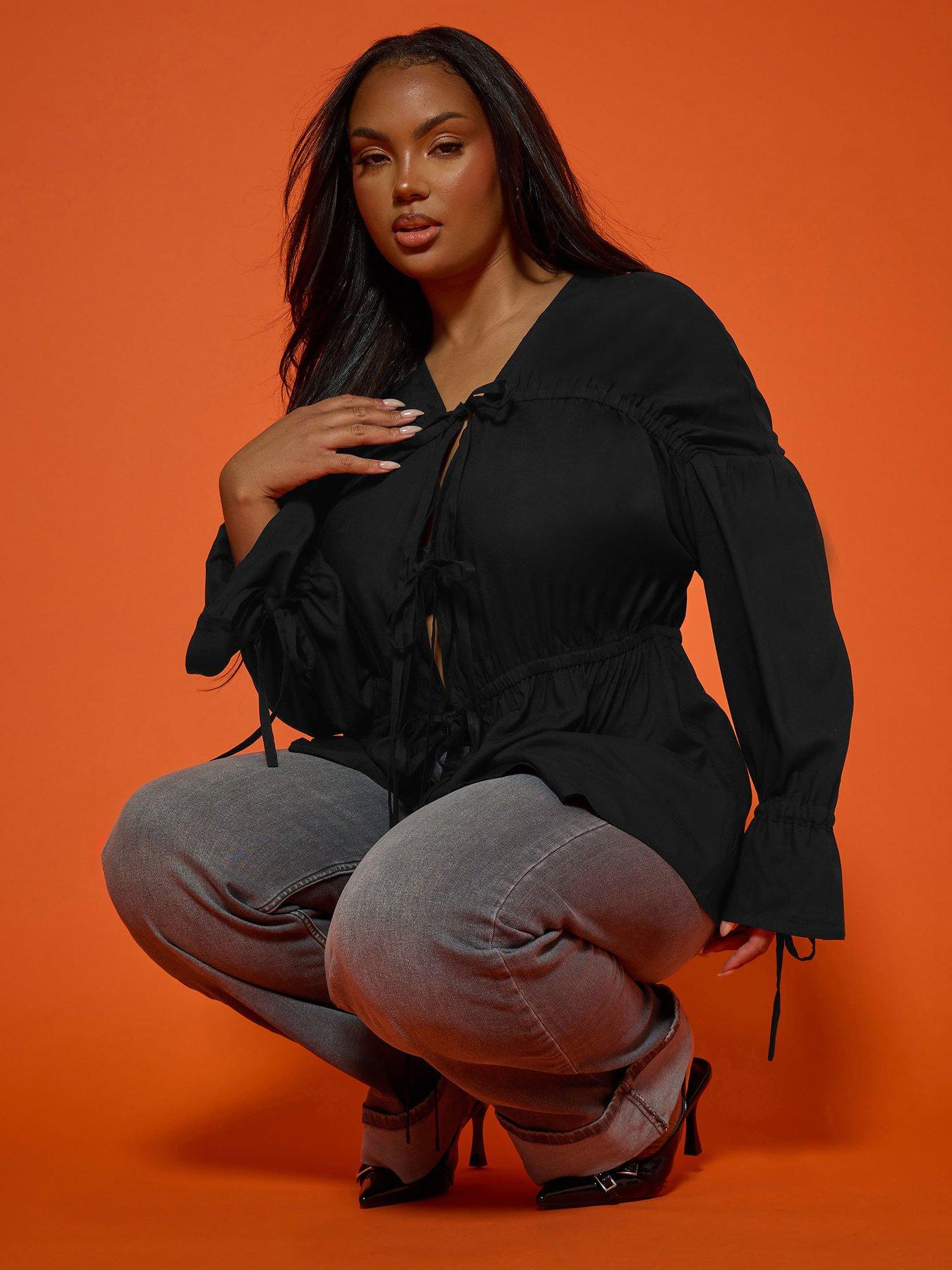 yours-curve-tie-front-top-blackoutfit