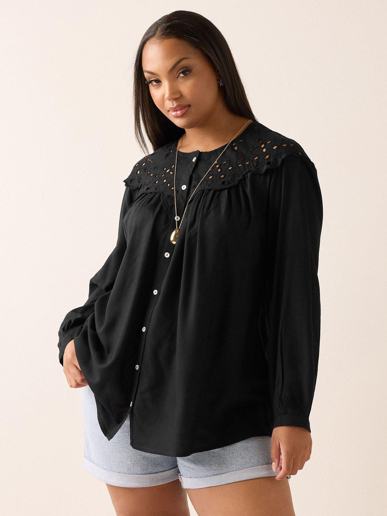 yours-curve-broderie-panel-blouse-blackoutfit