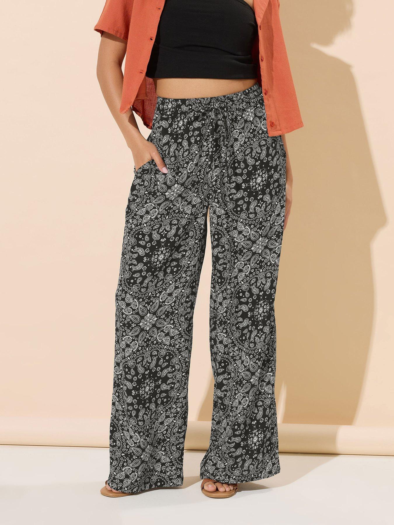undefined Petite Bandana Wide Leg Trouser - Black