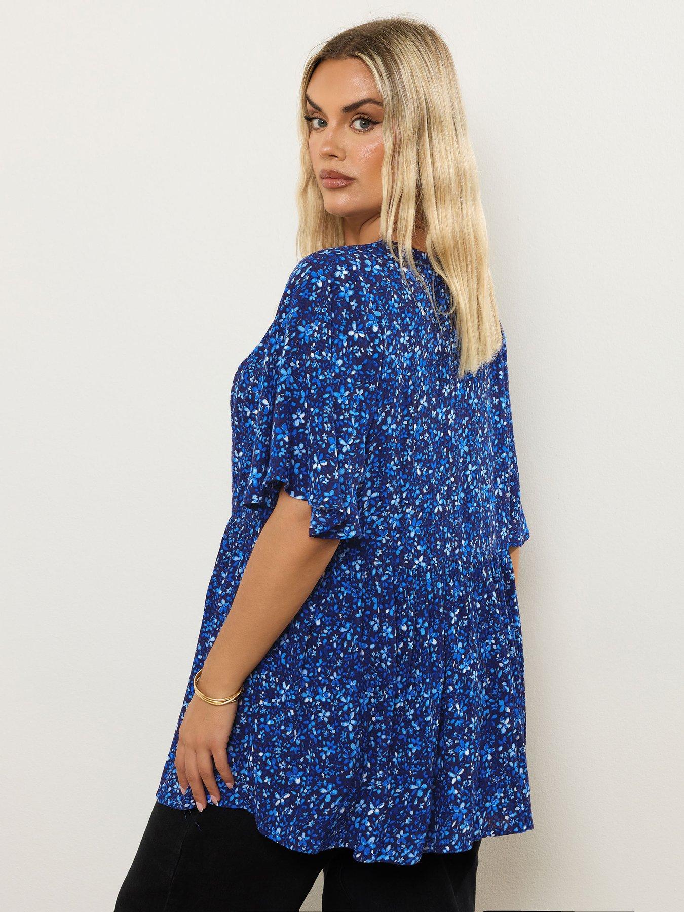 yours-curve-angel-sleeve-gypsy-top-bluestillFront