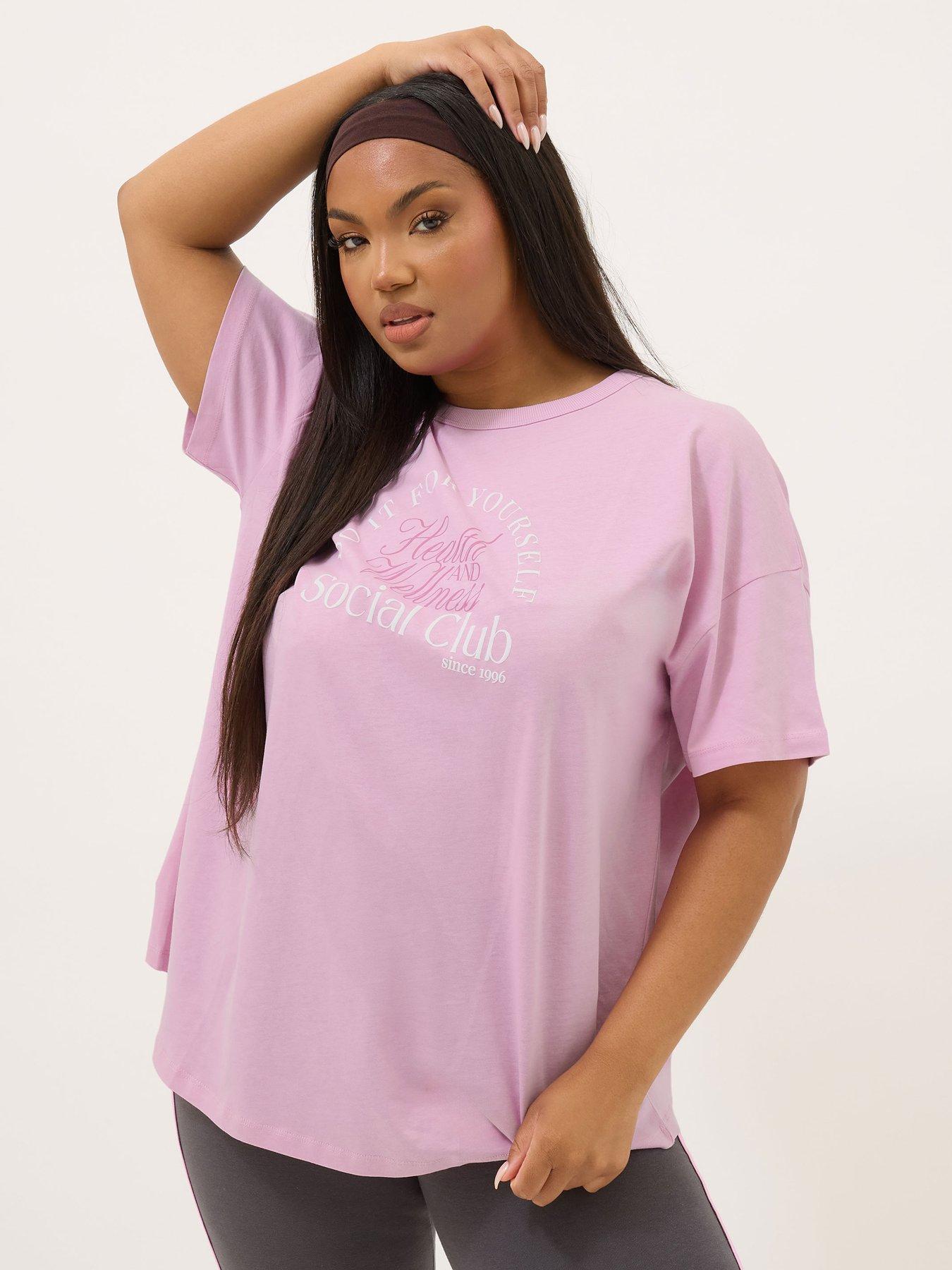 Yours Curve Wellness Retreat Active T-Shirt - Pink
