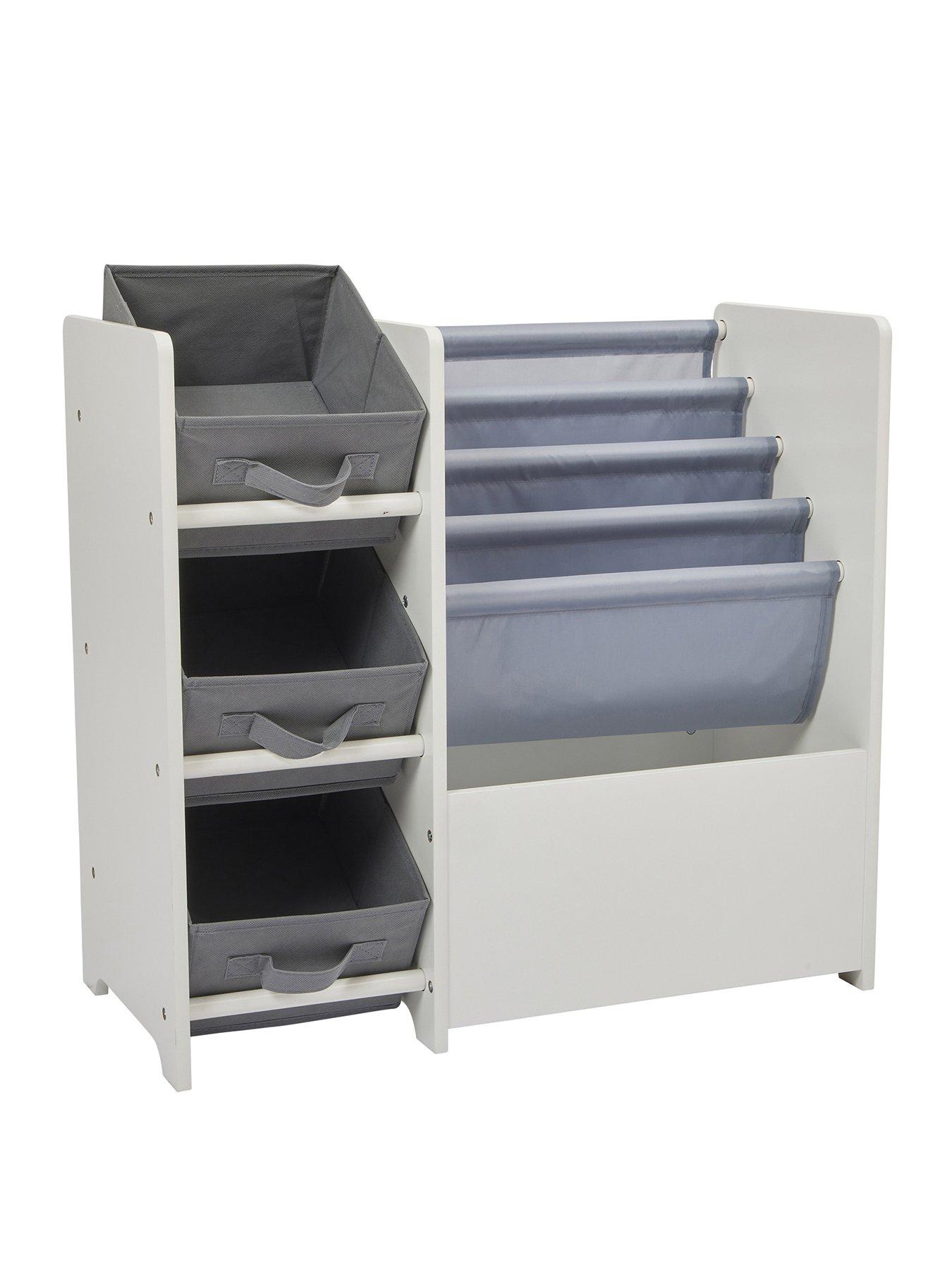Image 2 of 7 of Liberty House White Book Display With Fabric Storage Boxes