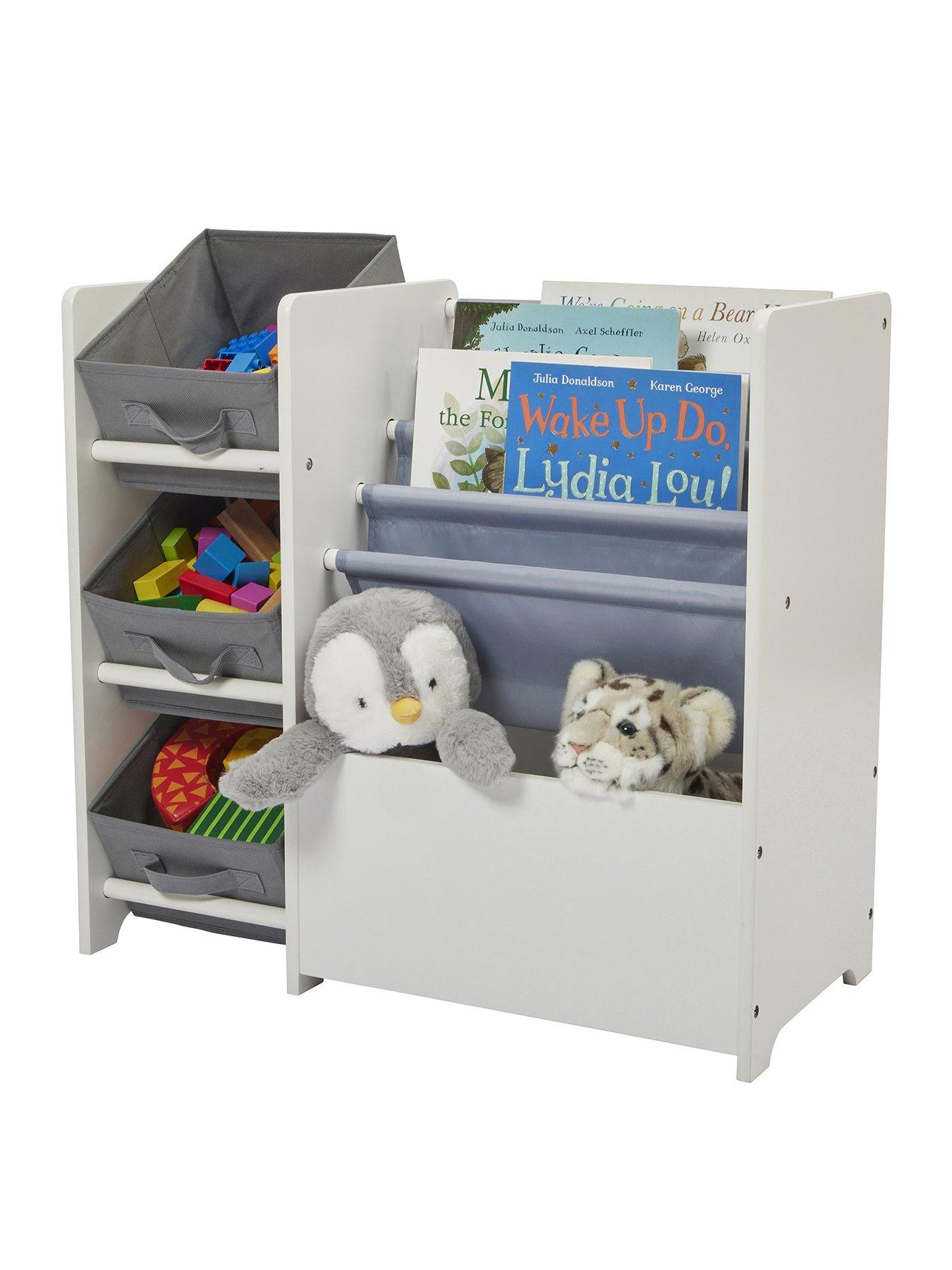 Image 3 of 7 of Liberty House White Book Display With Fabric Storage Boxes