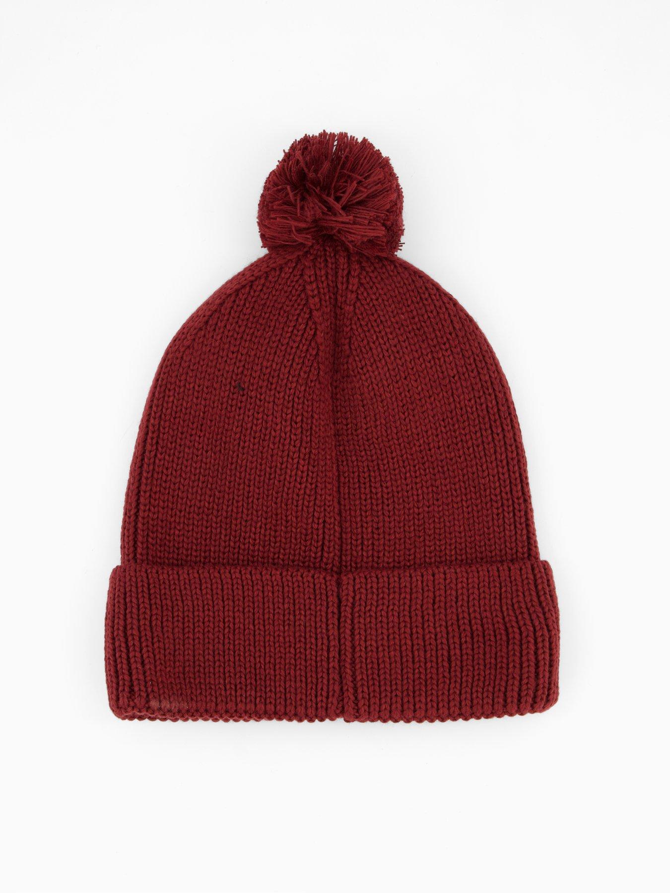 Image 2 of 4 of The North Face Unisex Logo Box Pom Beanie - Dark Red