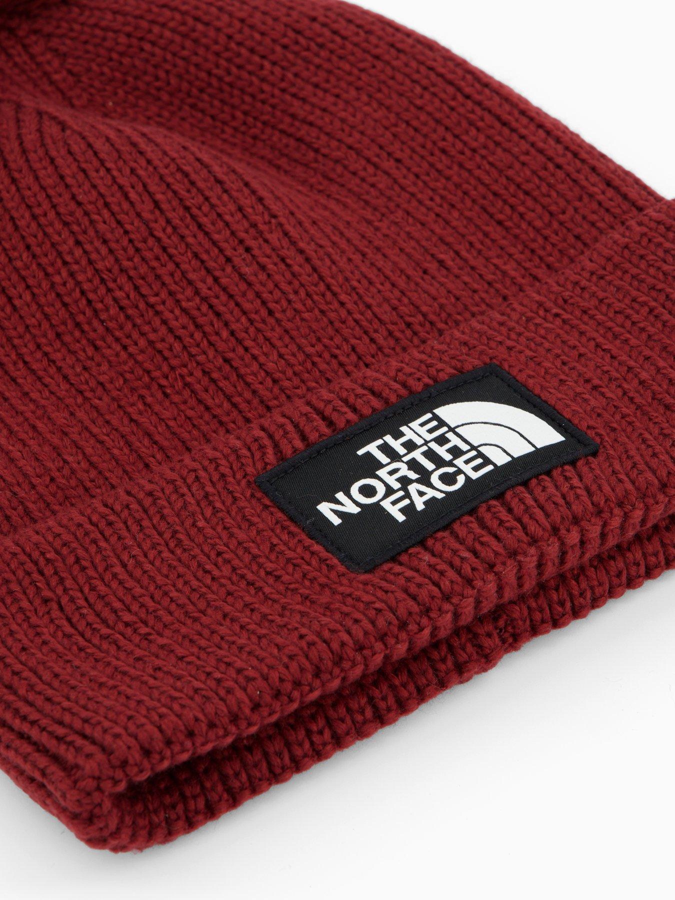 Image 3 of 4 of The North Face Unisex Logo Box Pom Beanie - Dark Red