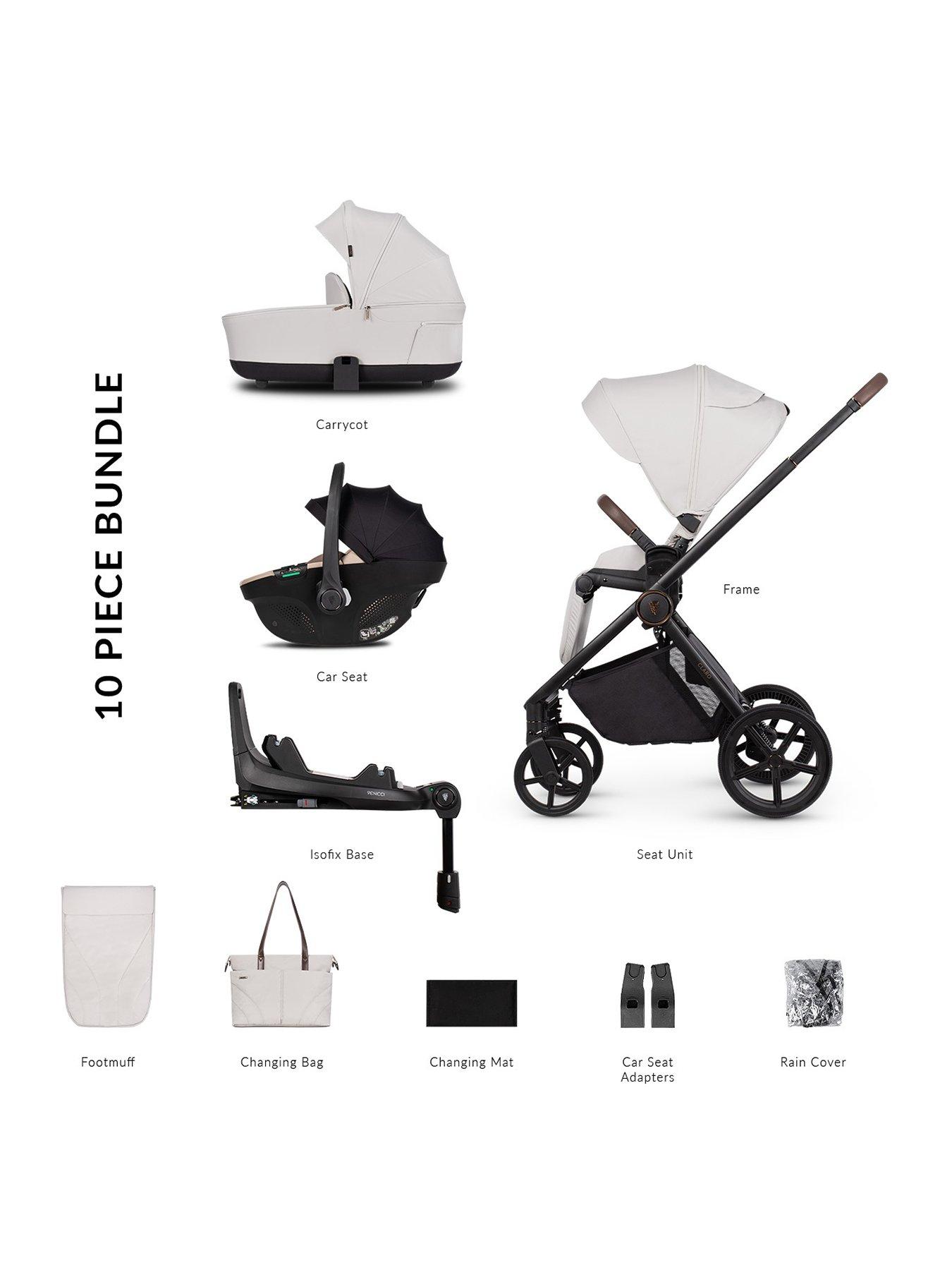 Image of Venicci Claro 3in1 Bundle plus Tiago Beige Car Seat and 360 Base