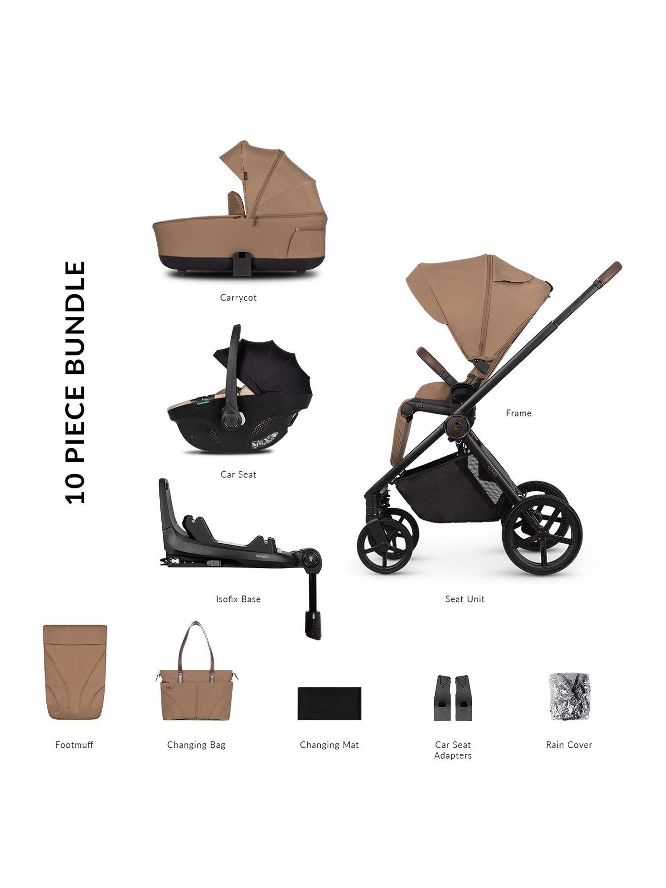 Image of Venicci Claro 3in1 Bundle plus Tiago Beige Car Seat and 360 Base
