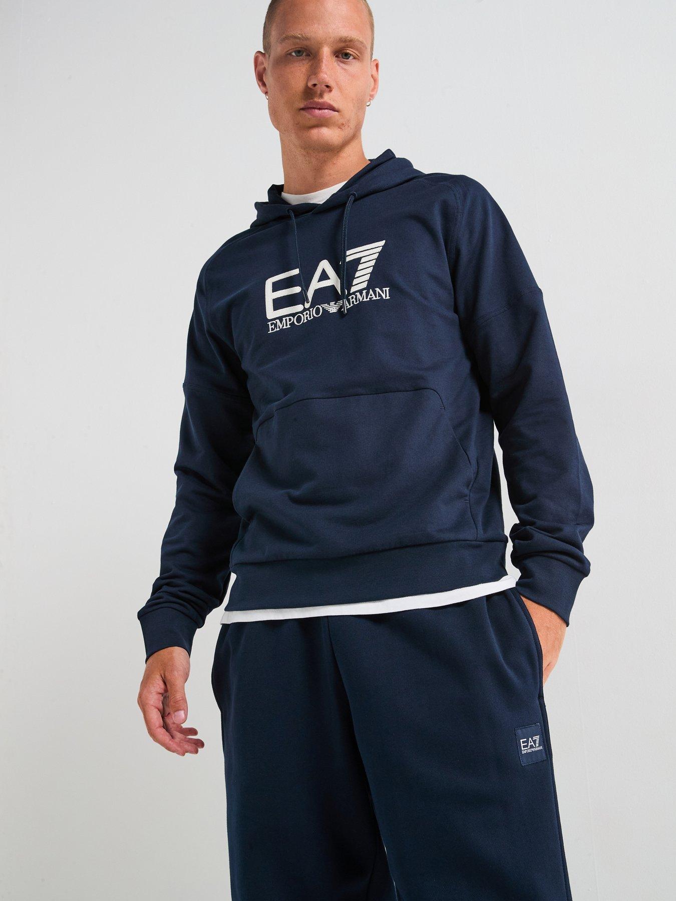 Image 1 of 5 of EA7 Emporio Armani Train Visibility Large Logo Overhead Hoodie - Navy