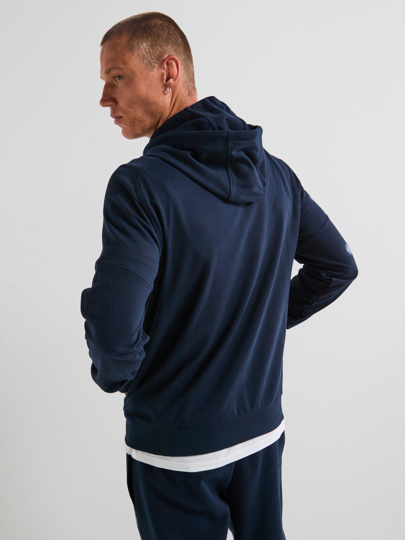 Image 2 of 5 of EA7 Emporio Armani Train Visibility Large Logo Overhead Hoodie - Navy