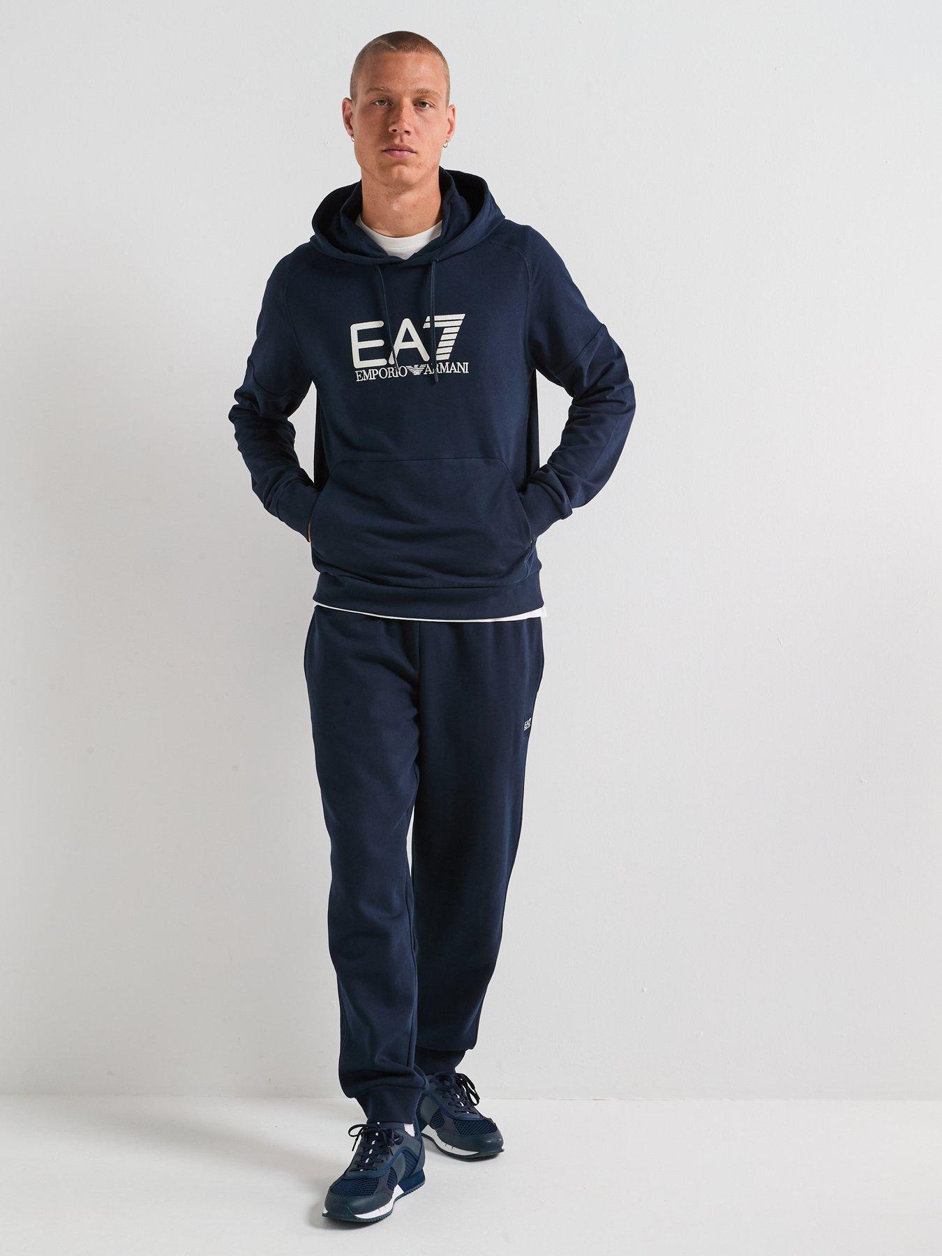 Image 3 of 5 of EA7 Emporio Armani Train Visibility Large Logo Overhead Hoodie - Navy