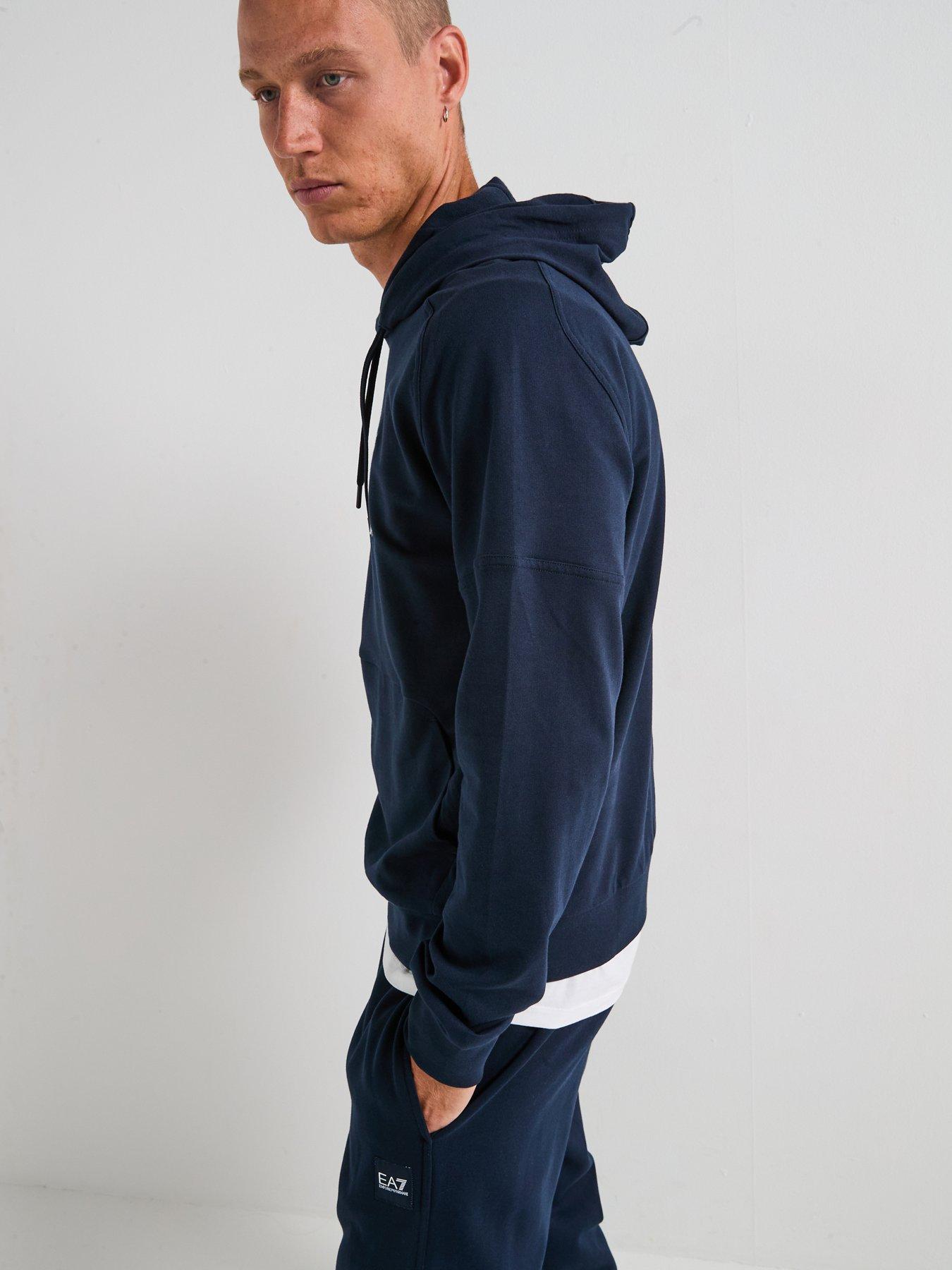 Image 5 of 5 of EA7 Emporio Armani Train Visibility Large Logo Overhead Hoodie - Navy