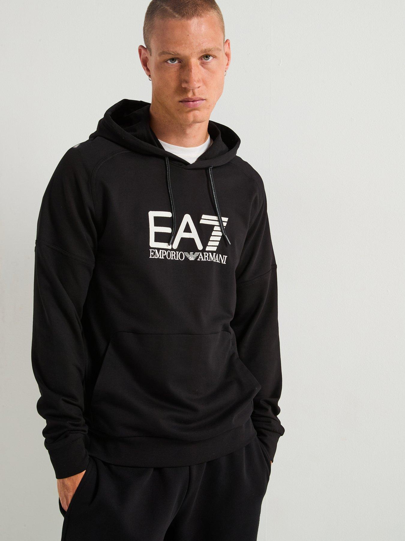 EA7 Emporio Armani Train Visibility Large Logo Overhead Hoodie - Black