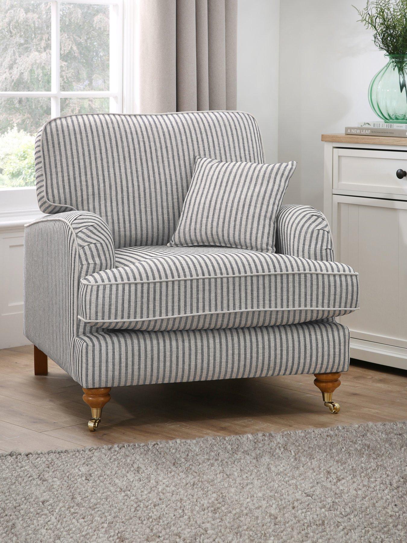 The Very Collection Bay Stripe Fabric Armchair - Made to Order in the UK