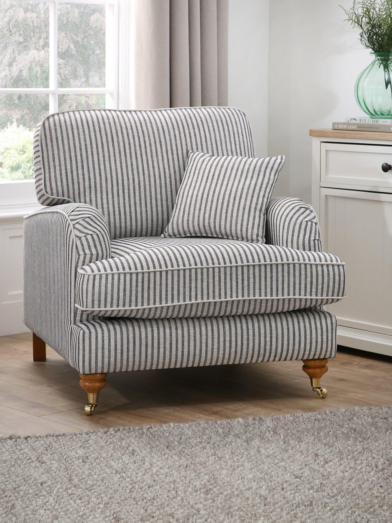 Very Home Bay Stripe Fabric Armchair - Made to Order in the UK