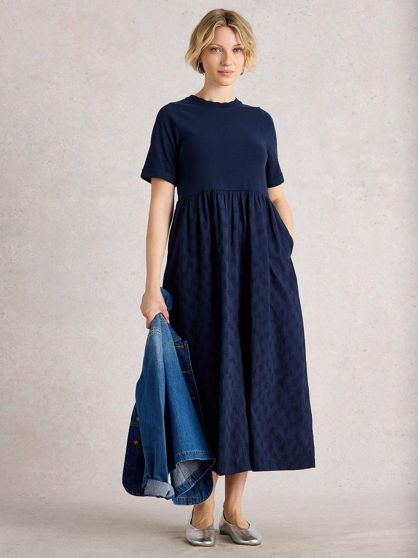White Stuff Vera Broderie Dress - Navy