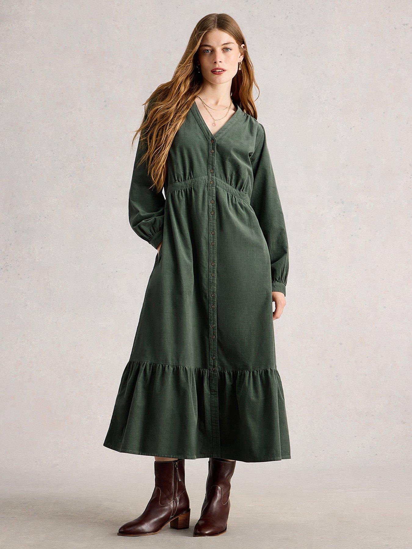 White Stuff Phoebe Cord Dress - Green