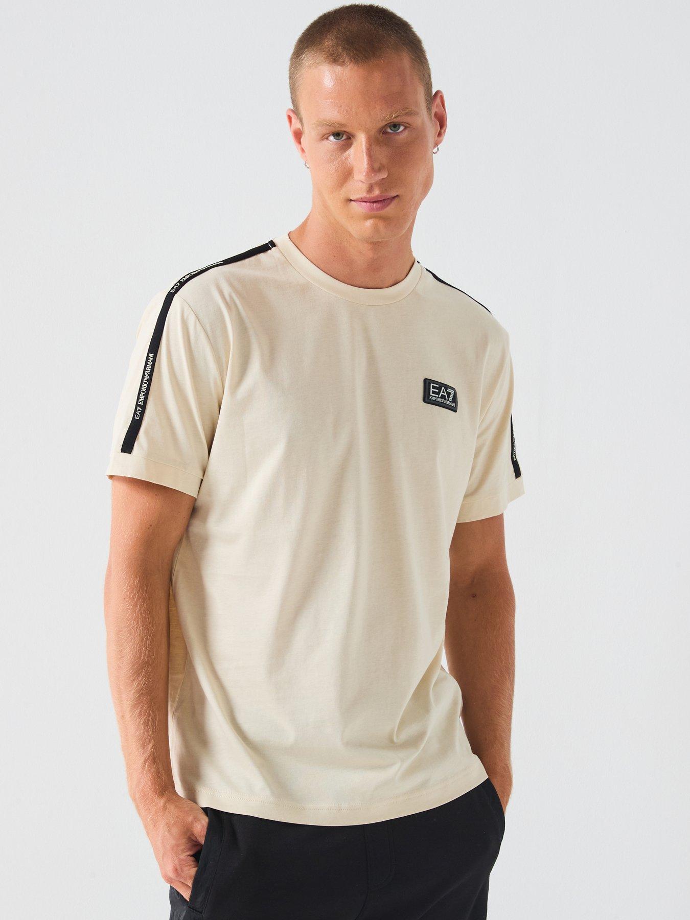 EA7 Emporio Armani Train Logo Series Tape Shoulder T-Shirt - Beige