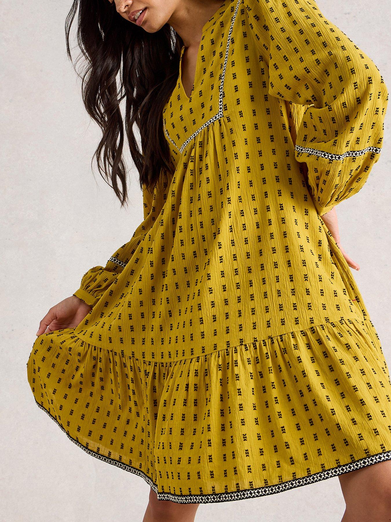 White Stuff Orla Embroidered Dress - Yellow