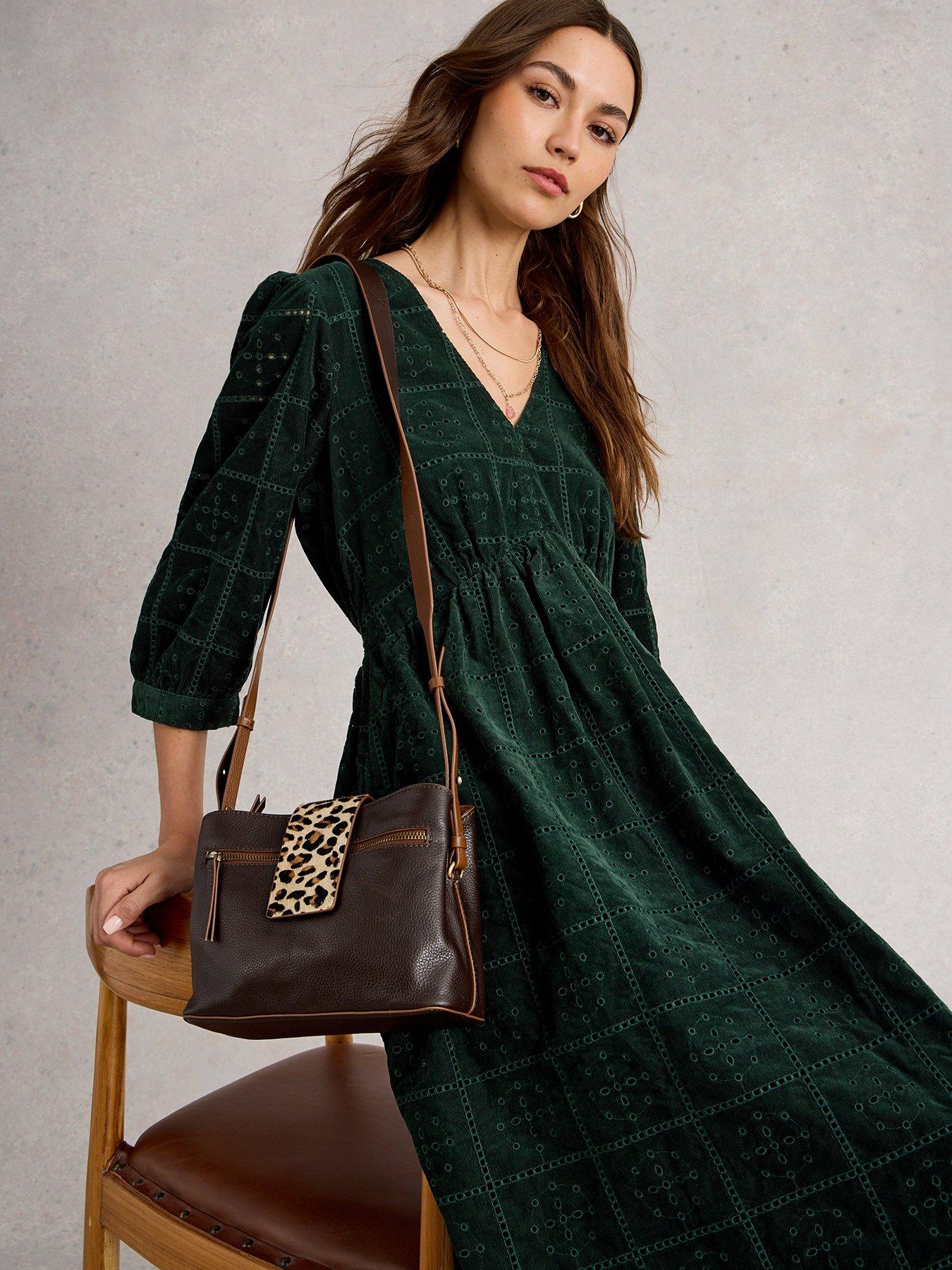 White Stuff Lucy Embroidered Cord Dress - Green