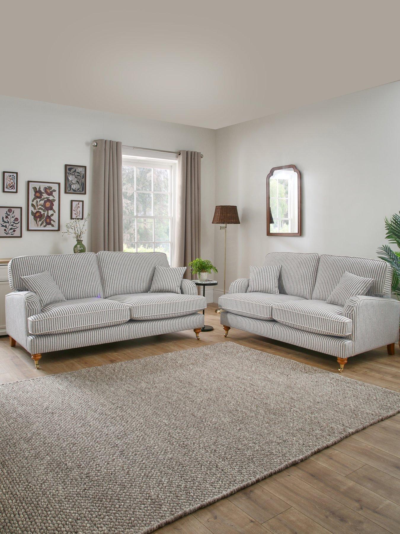 The Very Collection Bay Stripe 3 Seater + 2 Seater Fabric Sofa Set (Buy  &  SAVE!) - Made to Order in the UK