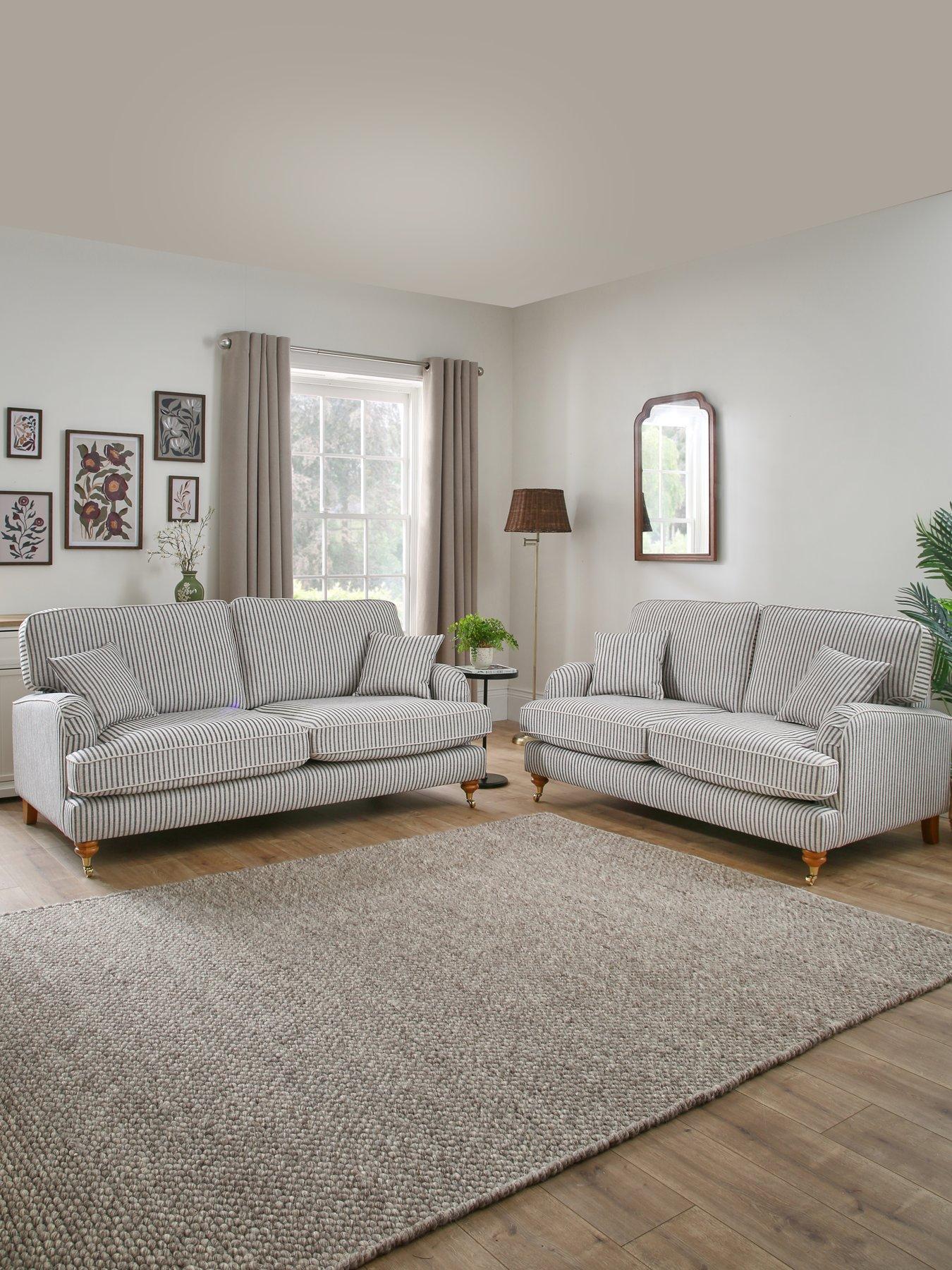 The Very Collection Bay Stripe 3 Seater + 2 Seater Fabric Sofa Set (Buy  &  SAVE!) - Made to Order in the UK