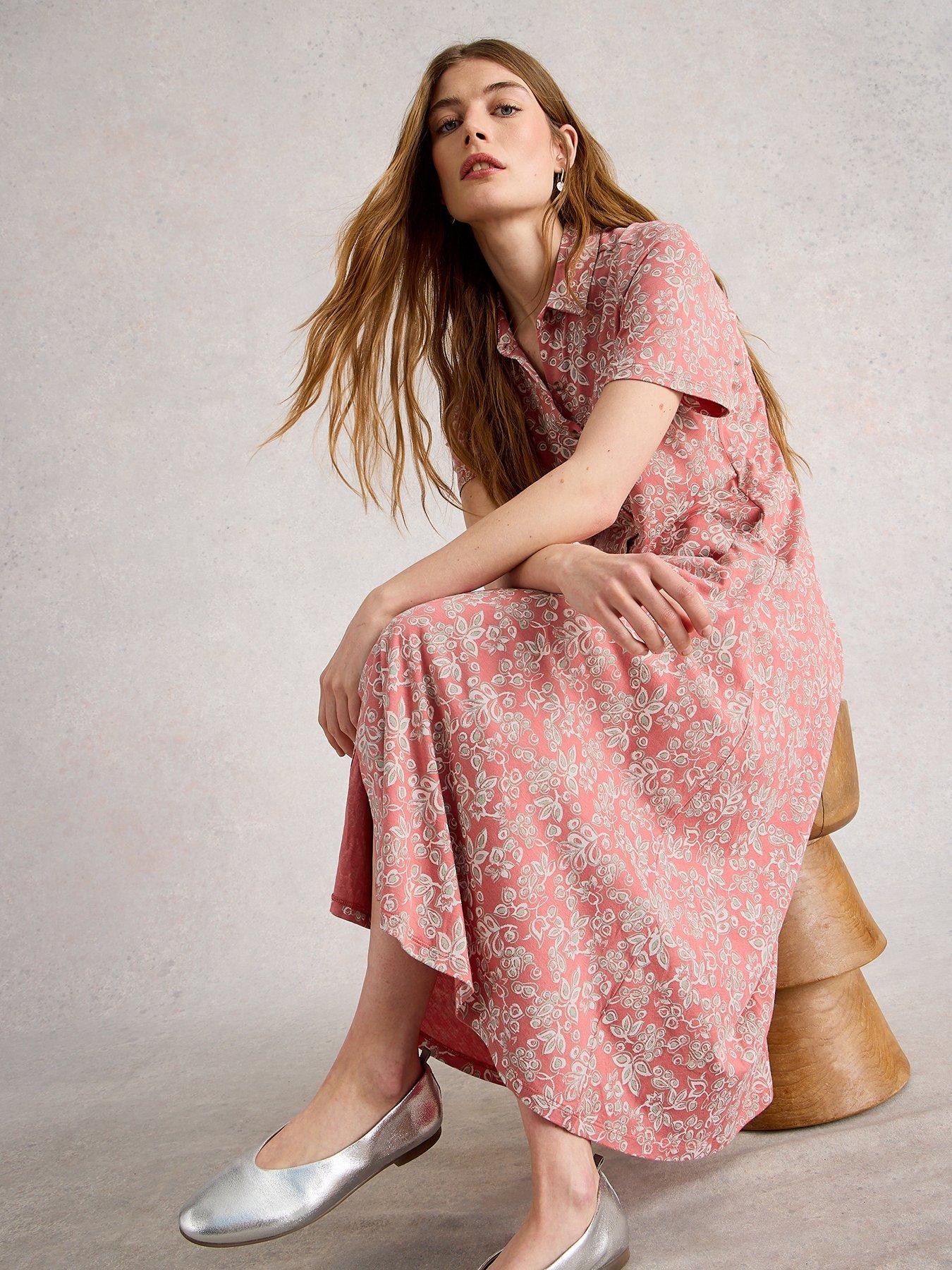 Image 1 of 6 of White Stuff Rua Jersey Shirt Dress - Pink