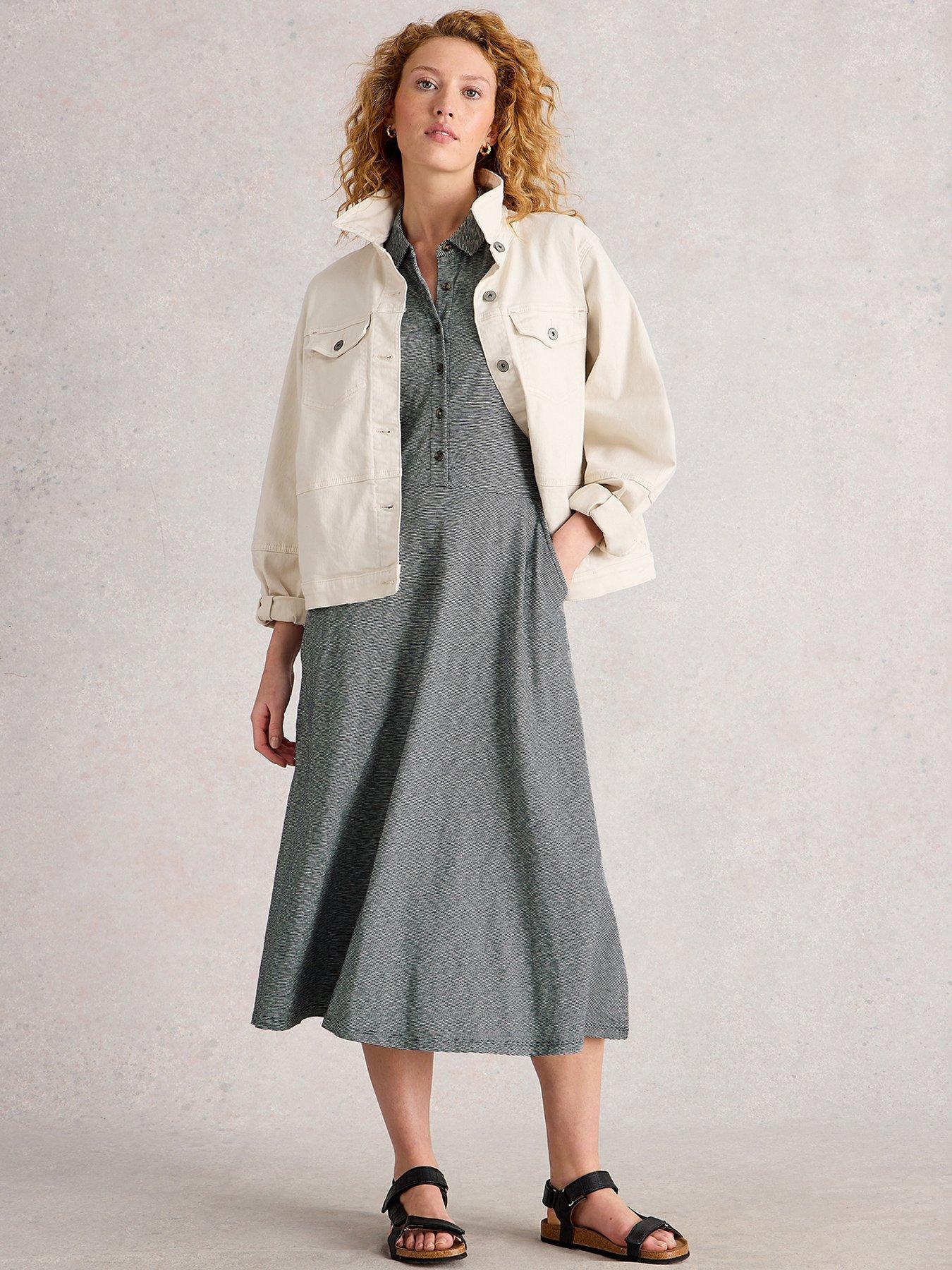 White Stuff Rua Jersey Half Placket Dress - Navy