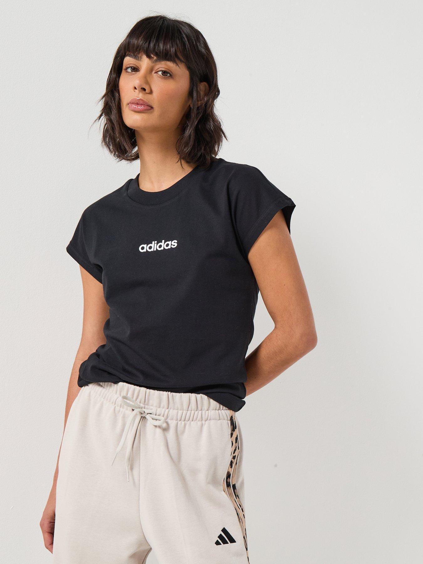 adidas Sportswear Womens Essentials Linear Cotton T-Shirt - Black