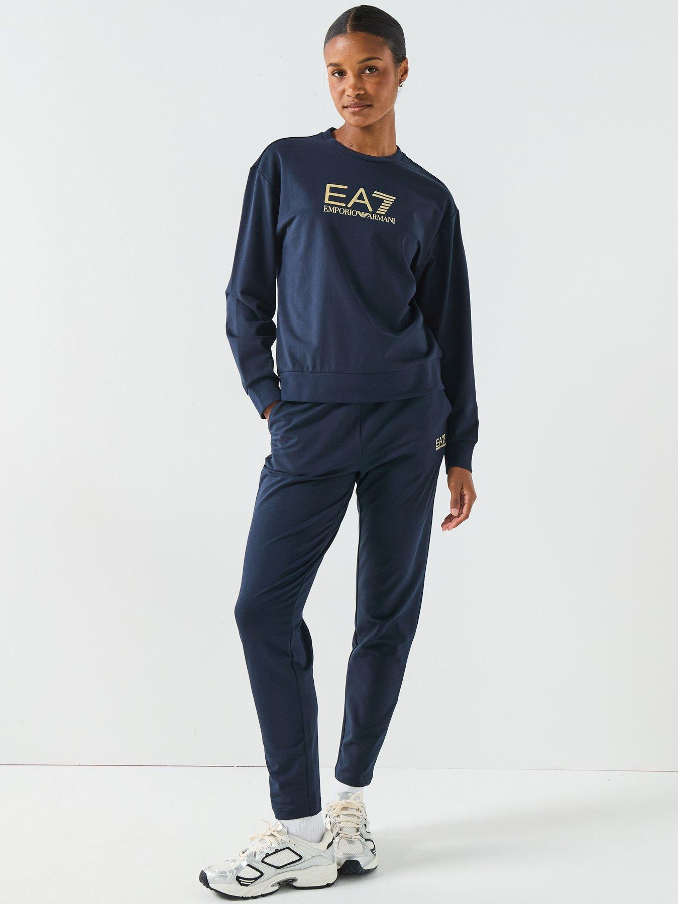 EA7 Emporio Armani Crew Neck Sweater Tracksuit - Navy