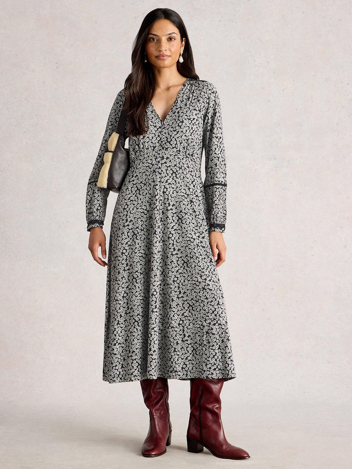 White Stuff Megan Lace Jersey Dress - Black