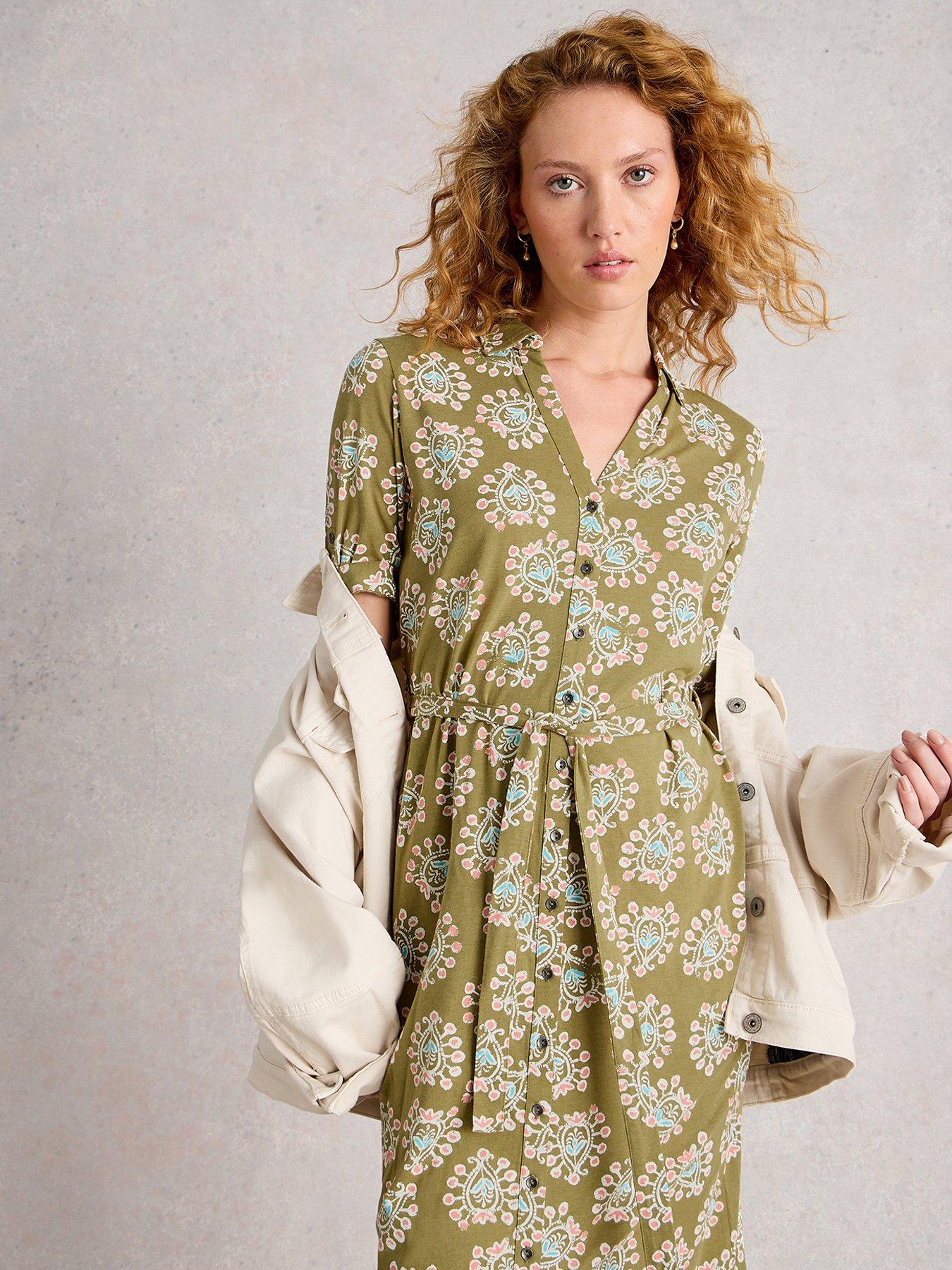White Stuff Annie Jersey Shirt Dress - Green