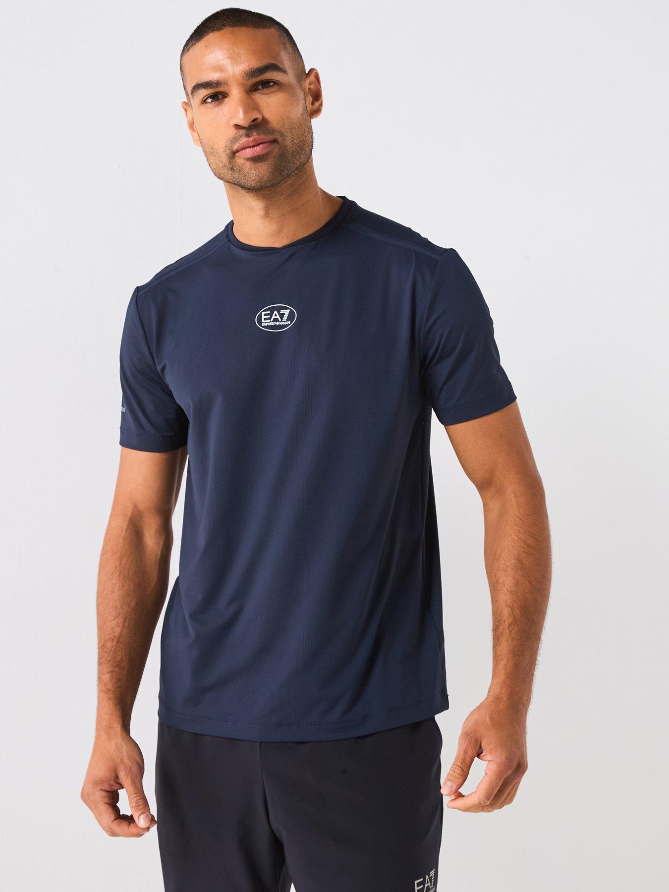 EA7 Emporio Armani Tennis Pro Small Central Logo T-Shirt - Navy