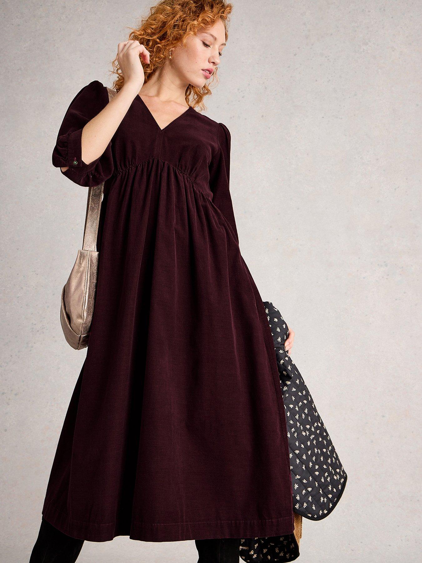 Image 1 of 6 of White Stuff Lucy Cord Dress - Purple