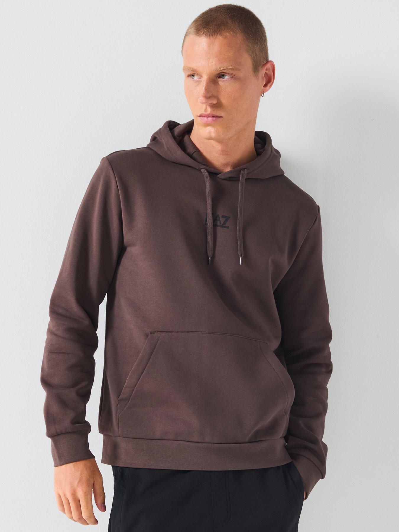EA7 Emporio Armani Core Id Logo Overhead Hoodie - Brown