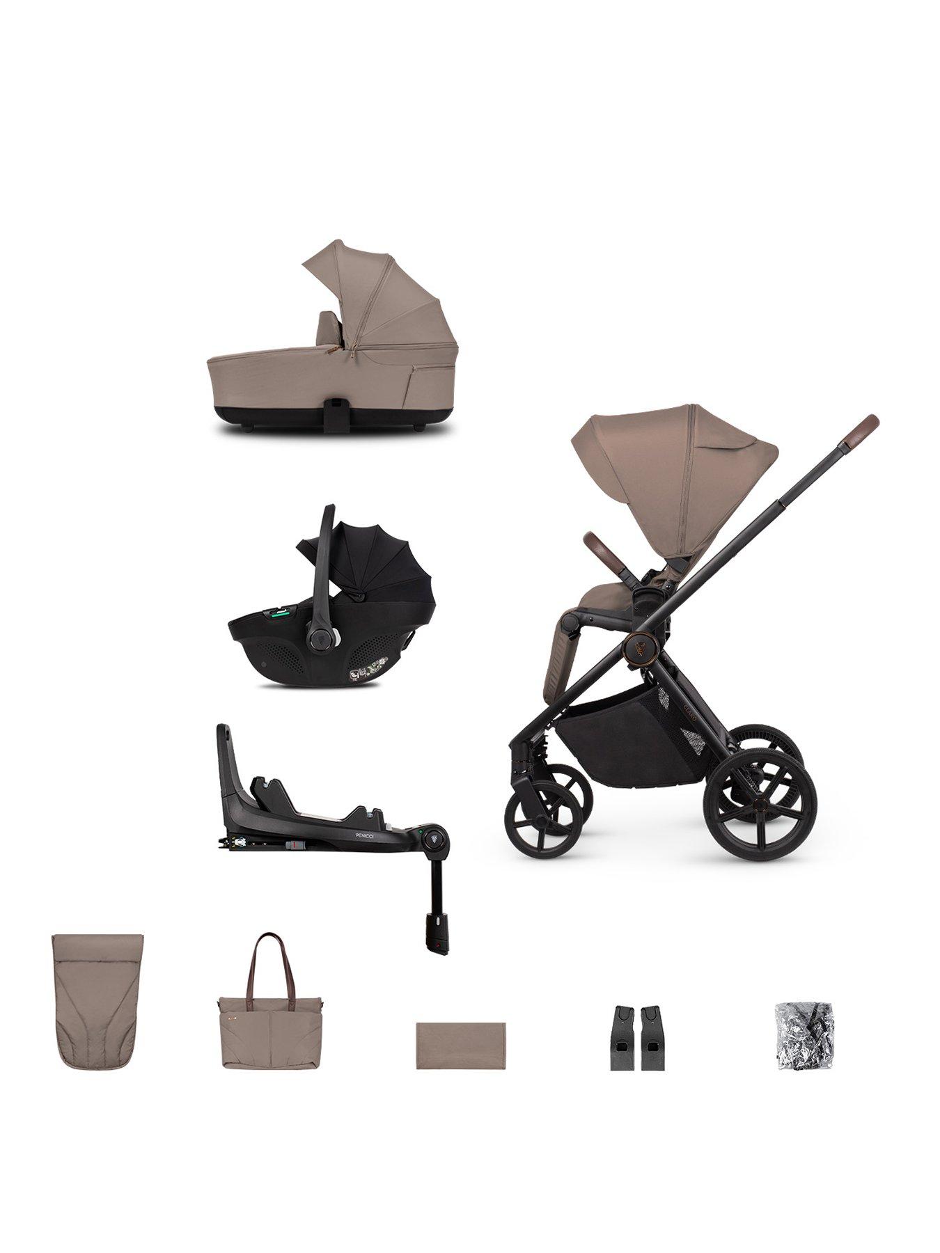 Image 1 of 8 of Venicci Claro 3in1 Bundle plus Tiago Black Car Seat and 360 Base - Almond