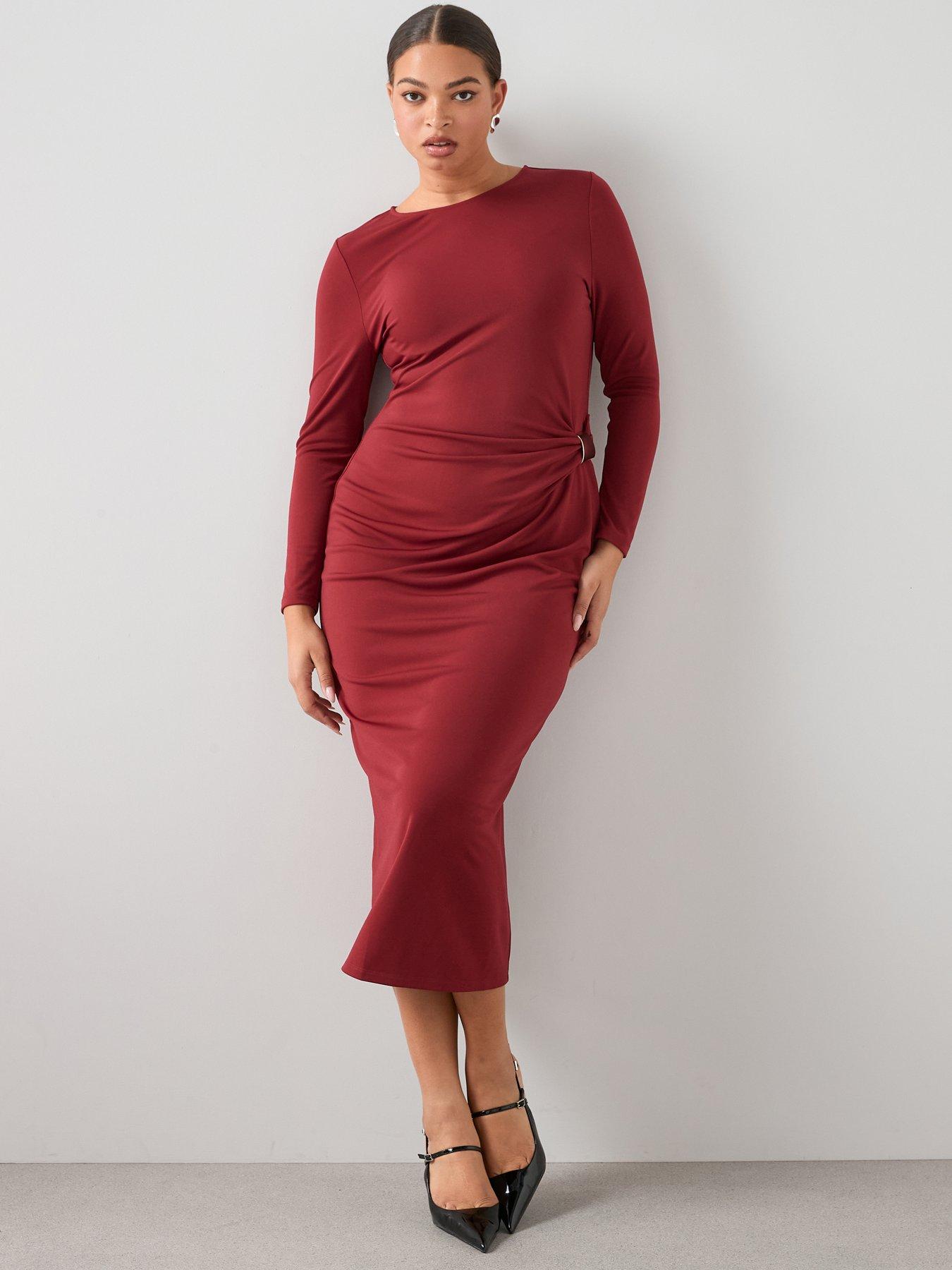 the-very-collection-curve-trim-detail-jersey-dress-redfront