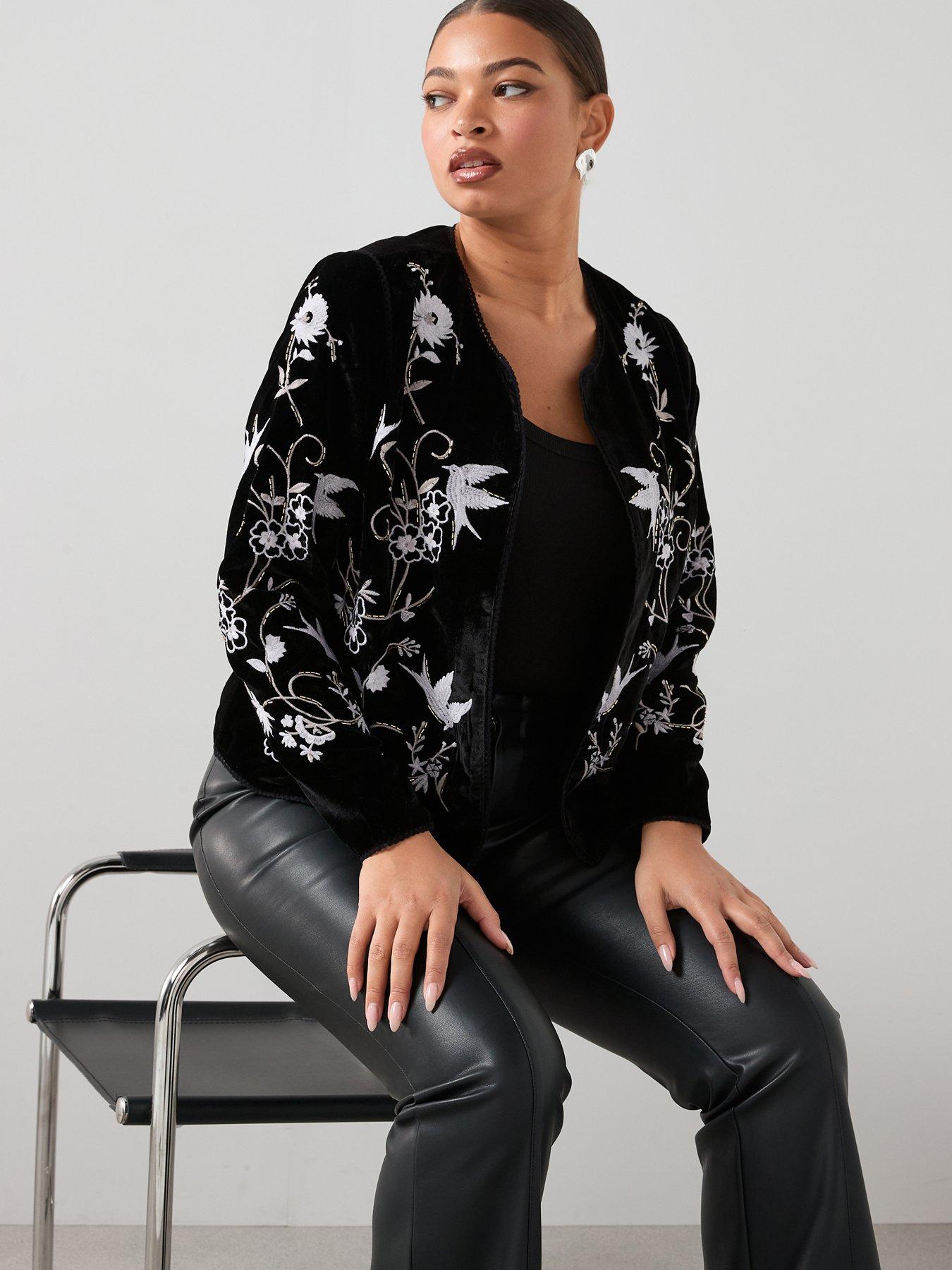Image 1 of 6 of The Very Collection Curve Embroidered Velvet Jacket