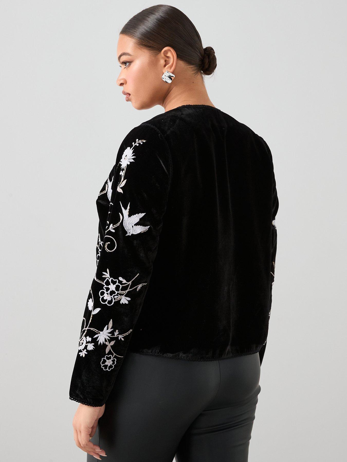Image 2 of 6 of The Very Collection Curve Embroidered Velvet Jacket
