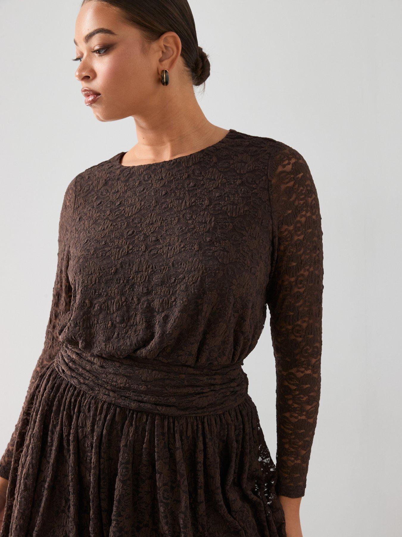the-very-collection-curve-lace-ruched-mini-dress-browndetail