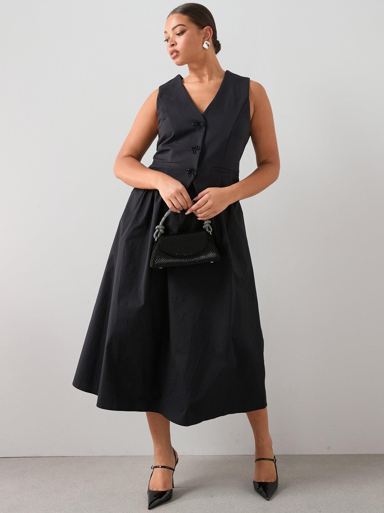 the-very-collection-curve-bow-trim-2-in-1-midi-dress-black