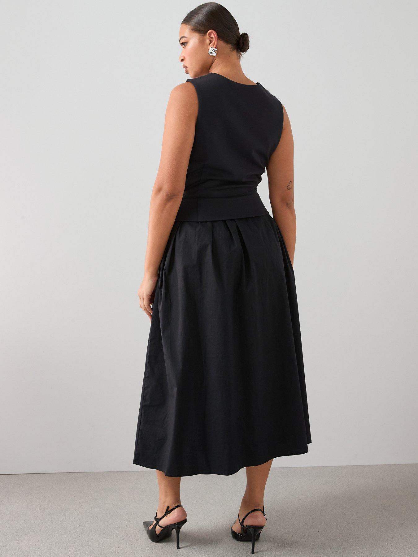 the-very-collection-curve-bow-trim-2-in-1-midi-dress-blackstillFront