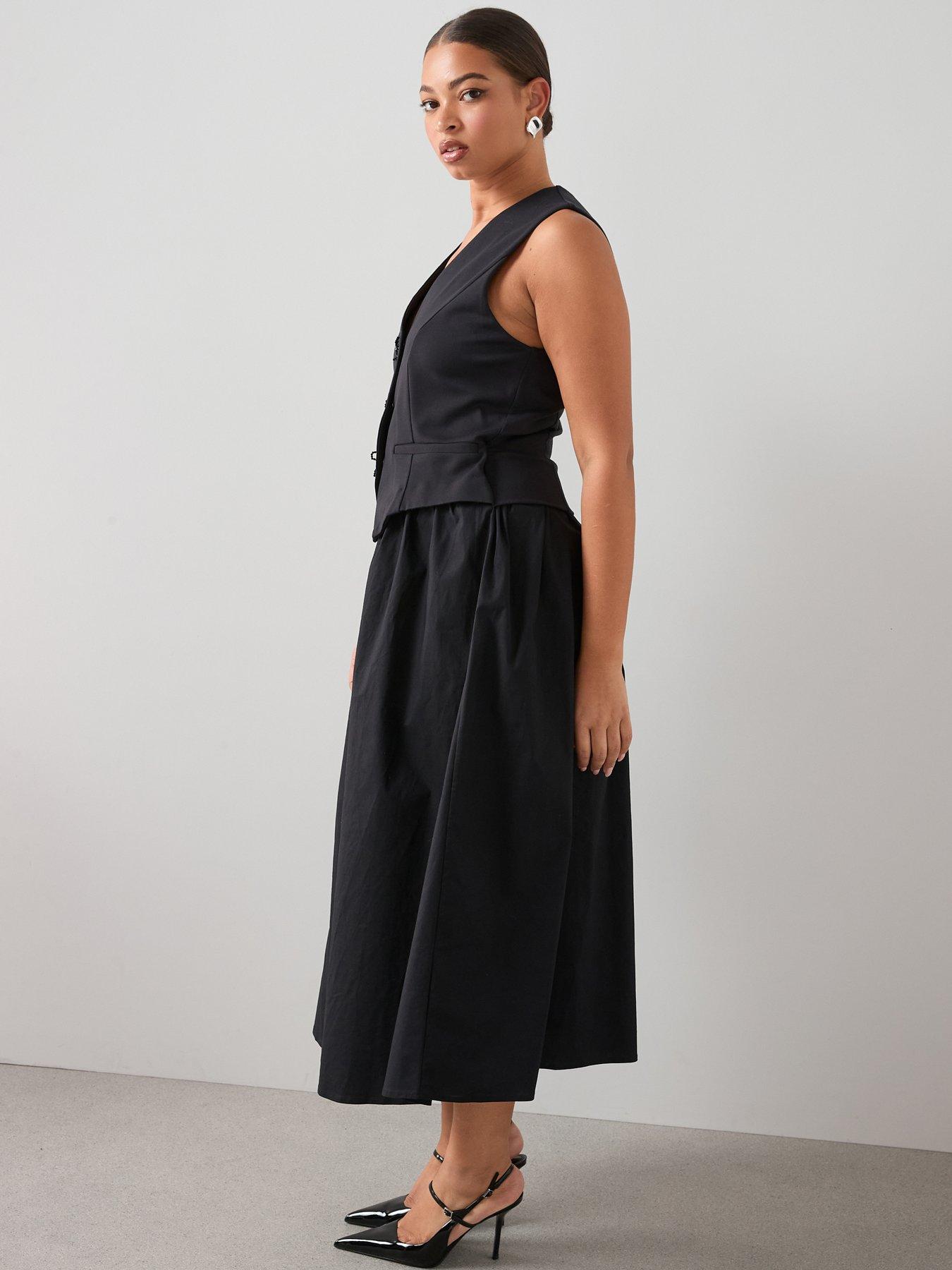 the-very-collection-curve-bow-trim-2-in-1-midi-dress-blackback