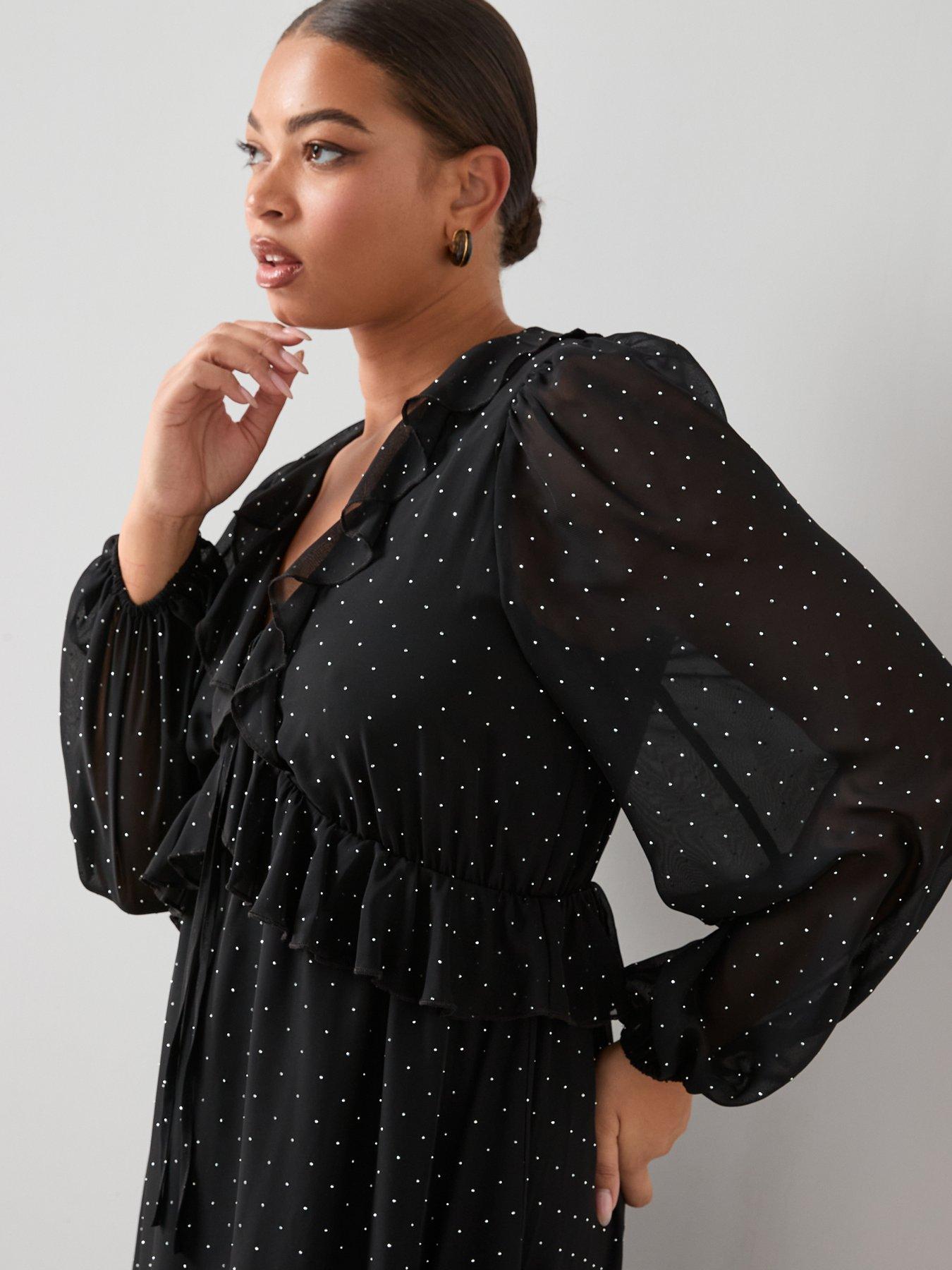 the-very-collection-curve-rhinestone-ruffle-midi-dress-blackoutfit