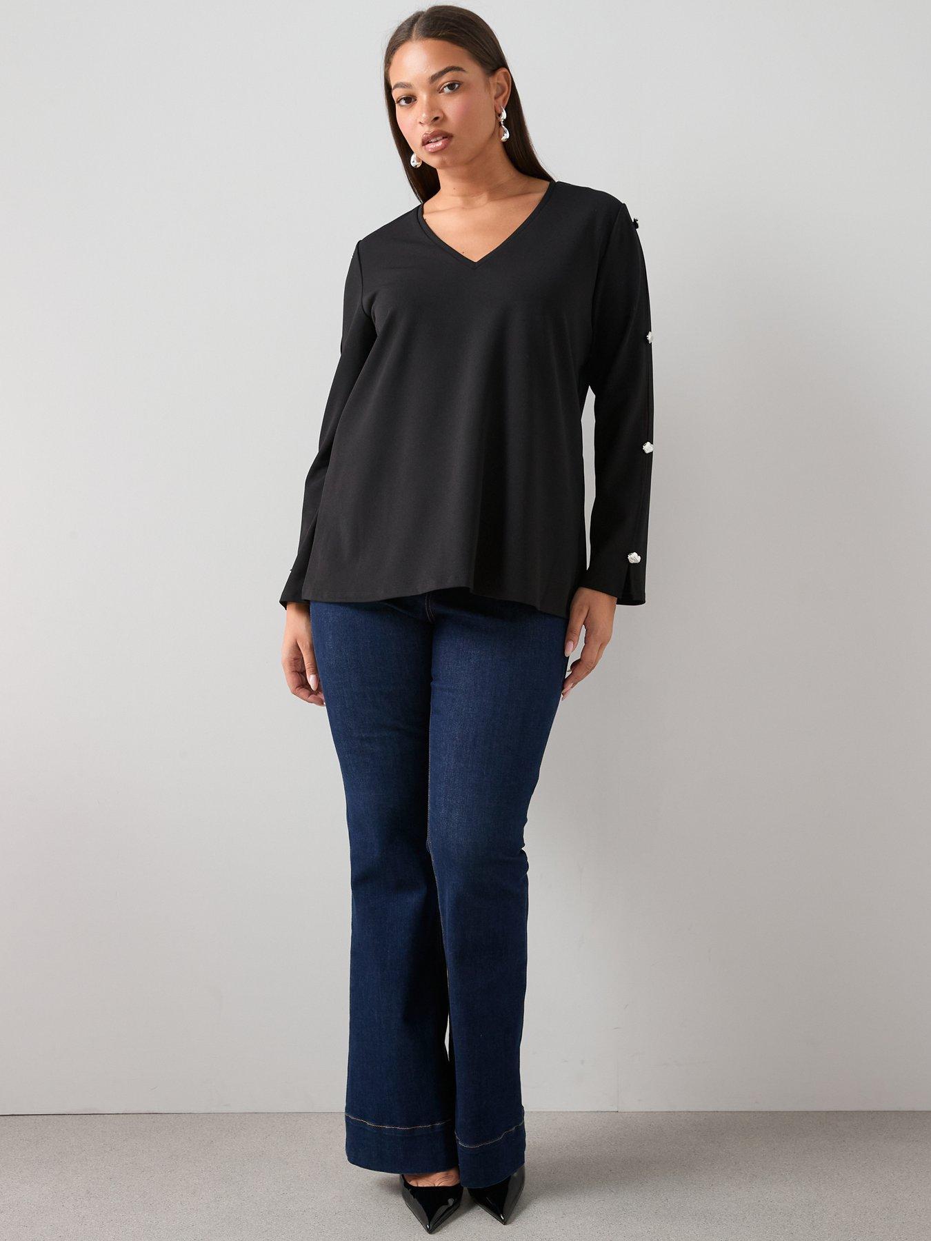 the-very-collection-curve-trim-detail-split-sleeve-top-blackback