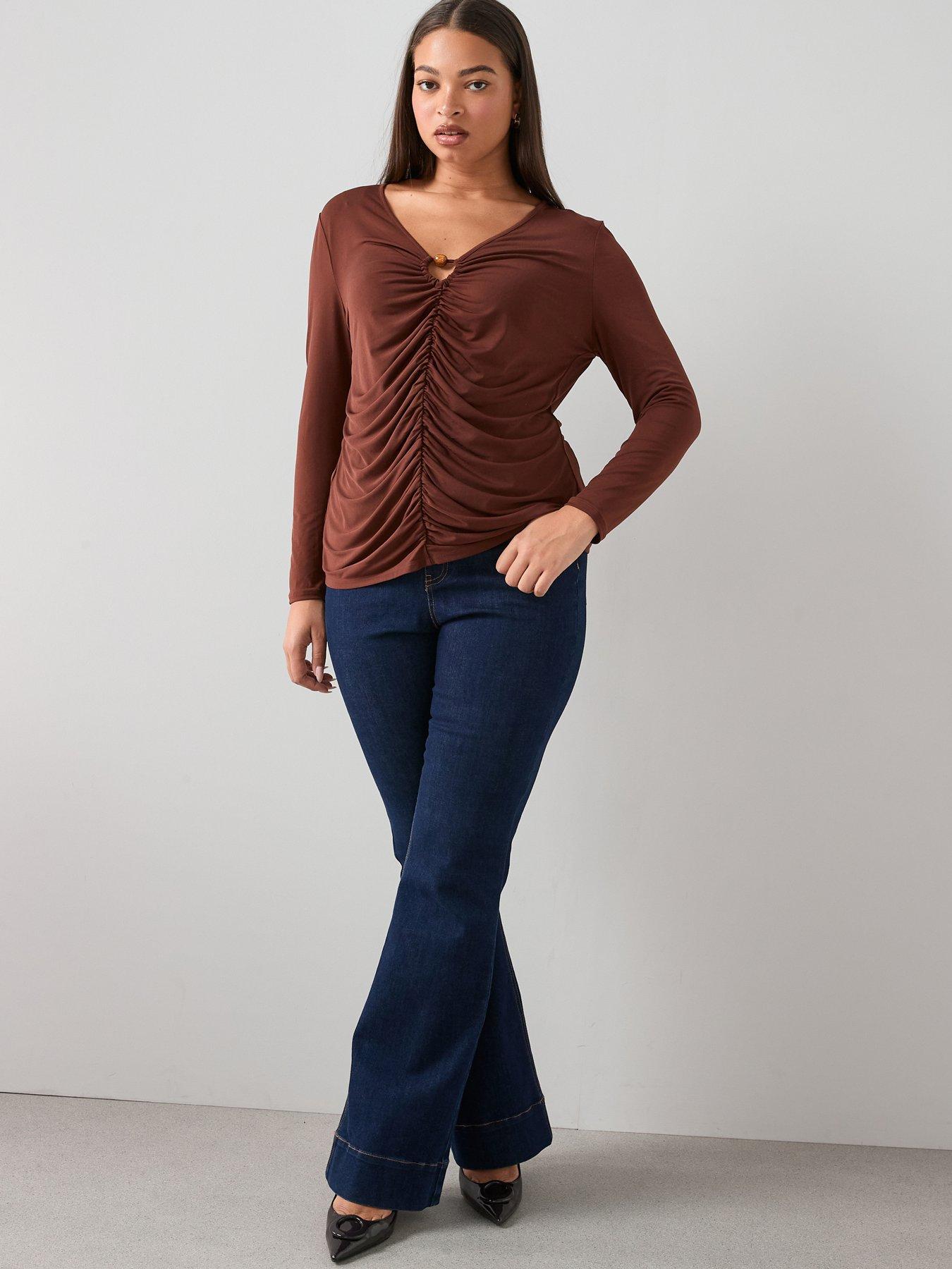 the-very-collection-curve-trim-detail-ruched-top-brown