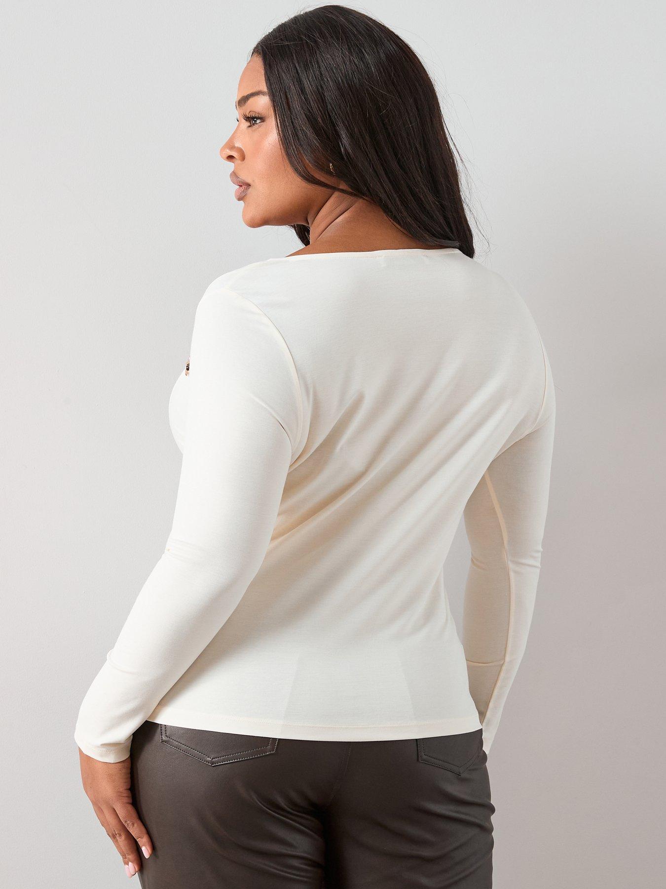 The Very Collection Curve Gold Trim Asymmetric Neck Top | Very Ireland