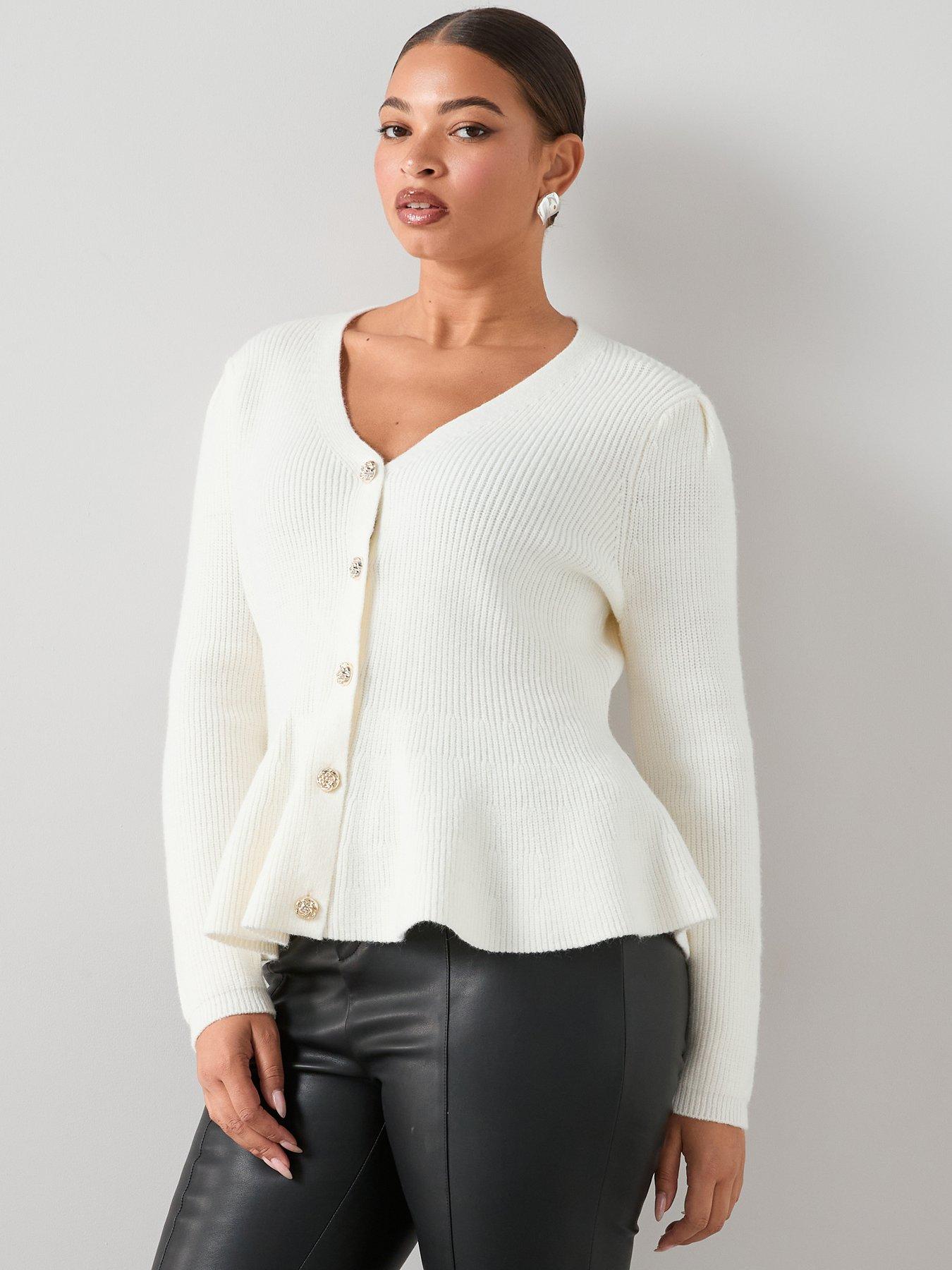 The Very Collection Curve Button Through Peplum Cardigan