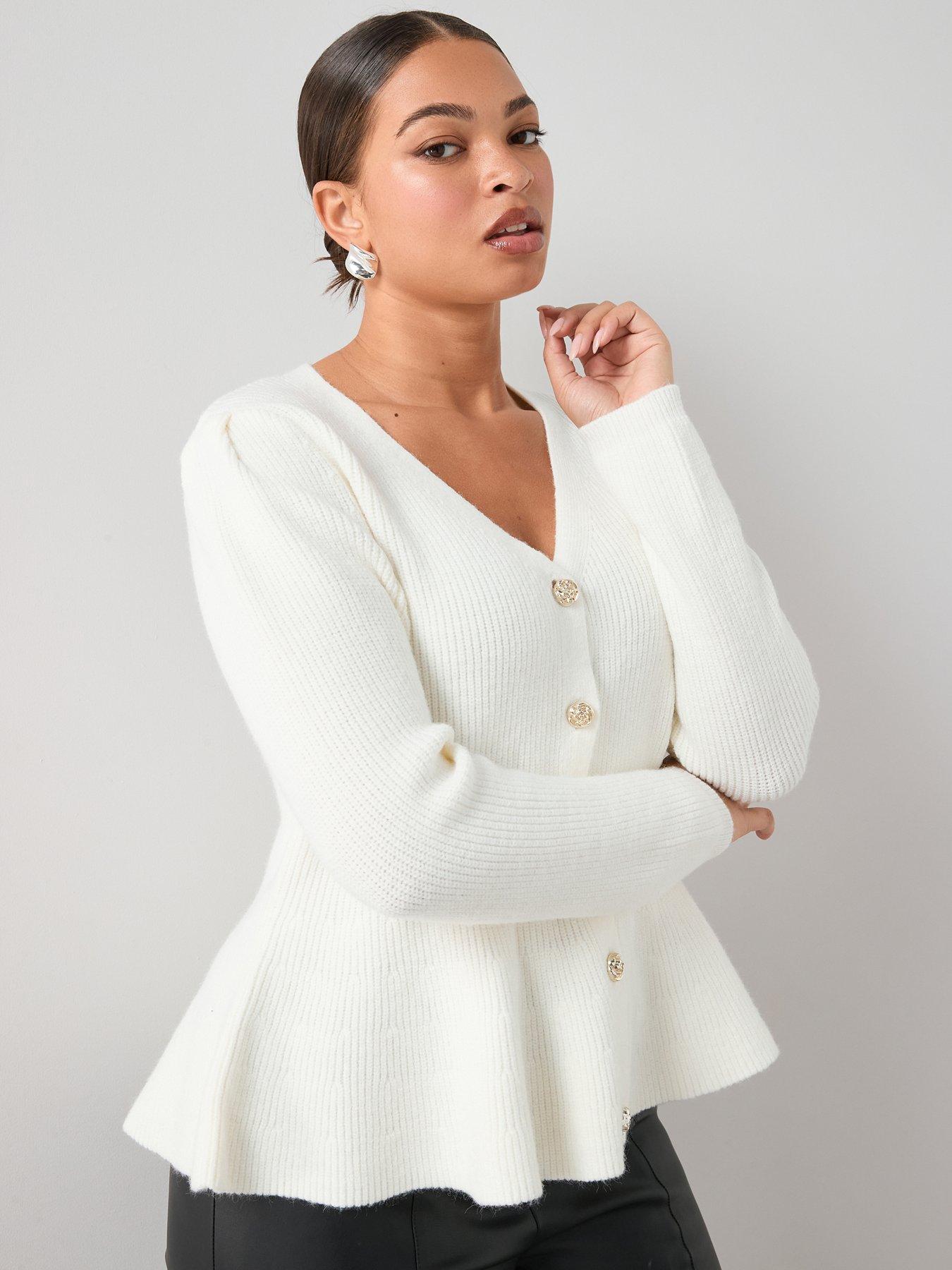 Image 6 of 7 of The Very Collection Curve Button Through Peplum Cardigan